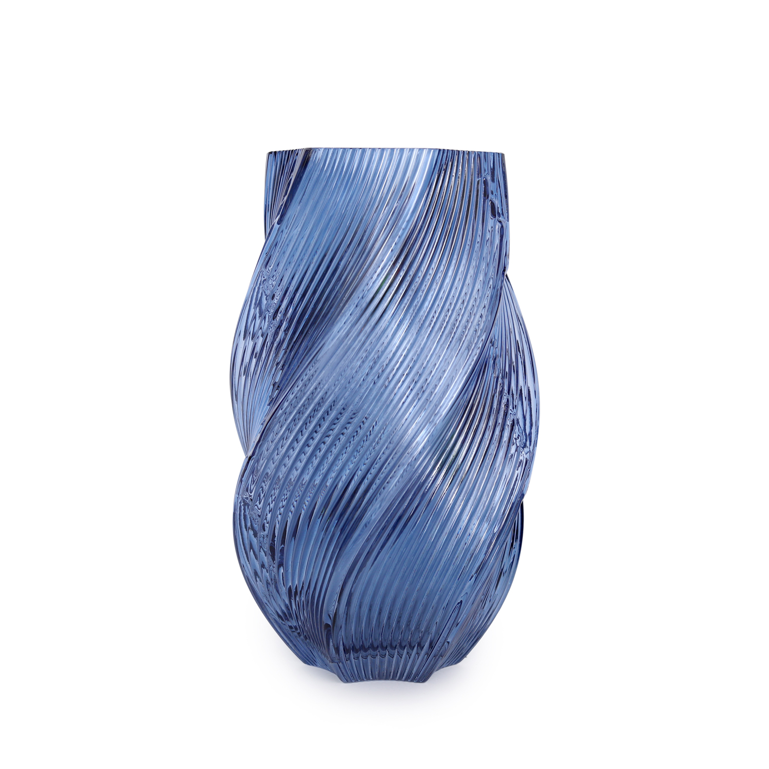Vaso arredo vetro blu 30 cm