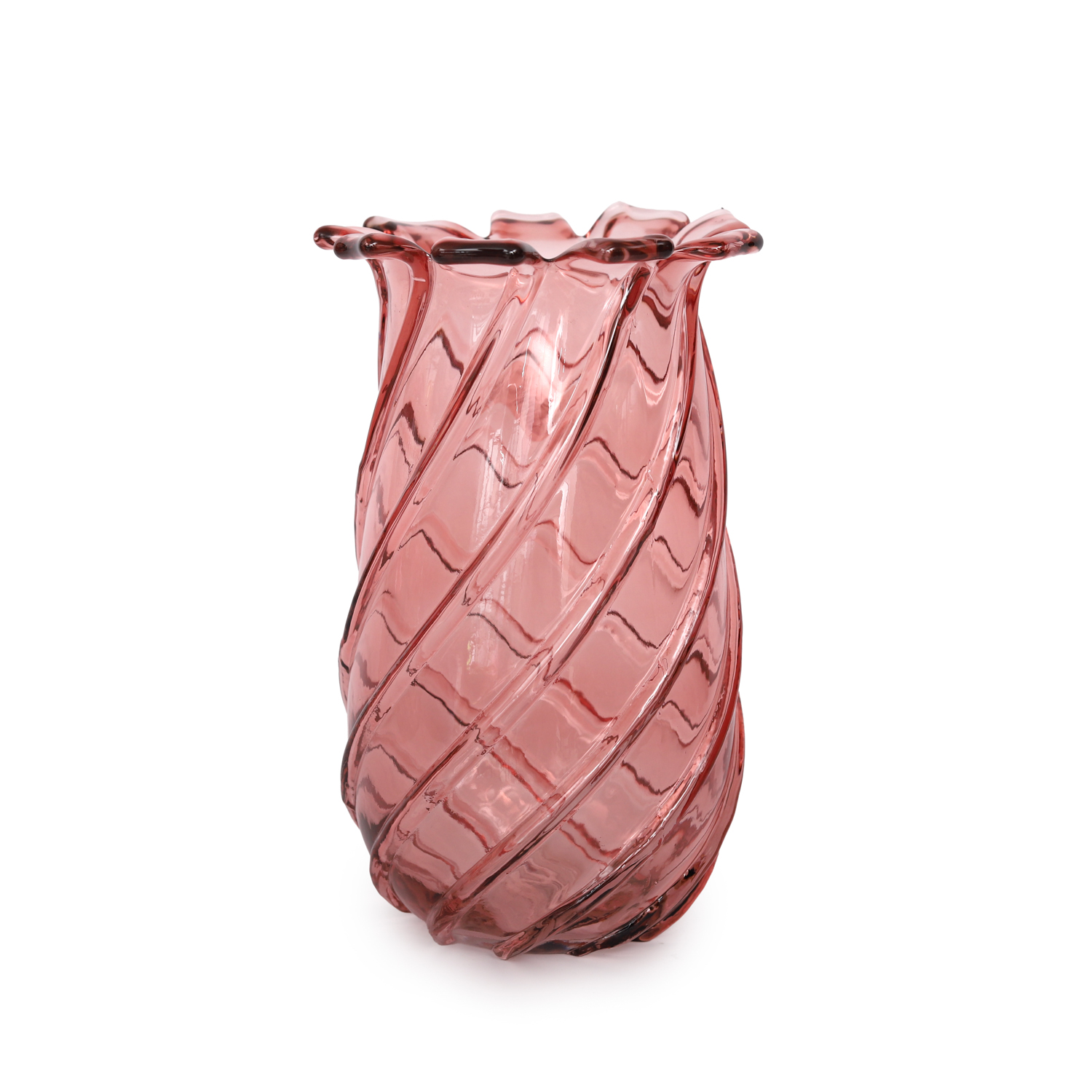 Vaso arredo vetro rosa 23,5 cm