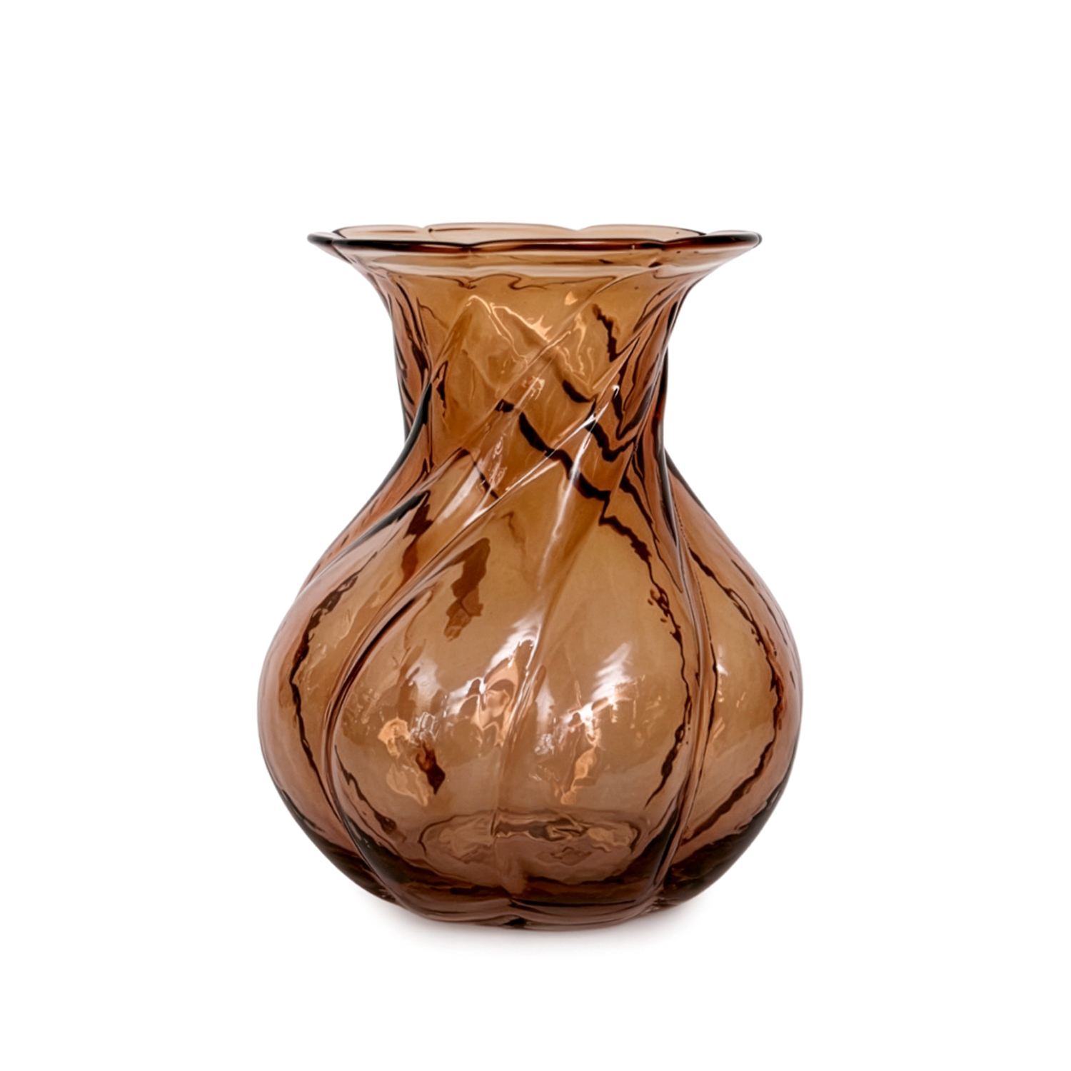 Vaso arredo vetro ambrato 21,5 cm