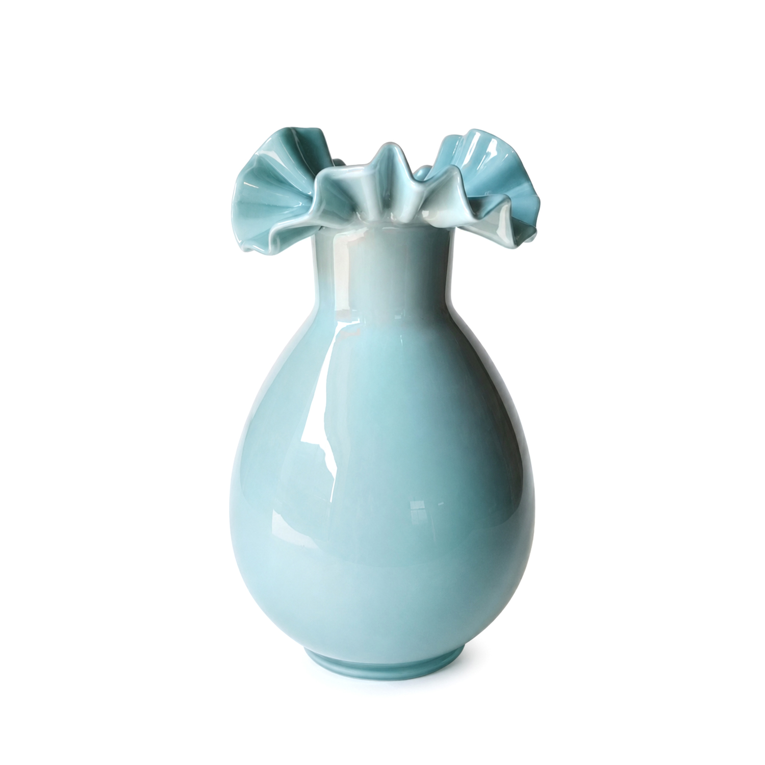 Vaso arredo vetro azzurro 26,5 cm