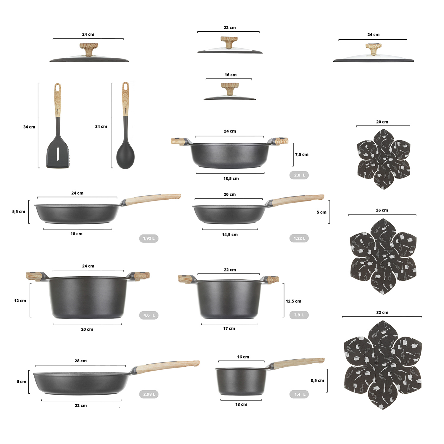 KASANOVA Topfakku EVOLUTION grau, Induktion, Antihaft - Bild 26 von 29