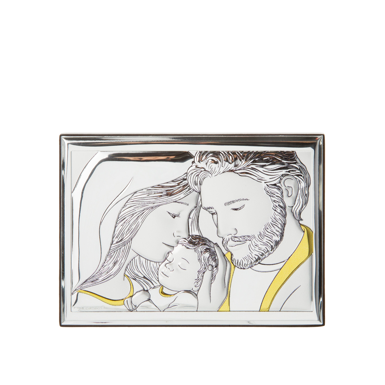 Icona Sacra famiglia oro 14x10 cm con argento Miro Silver