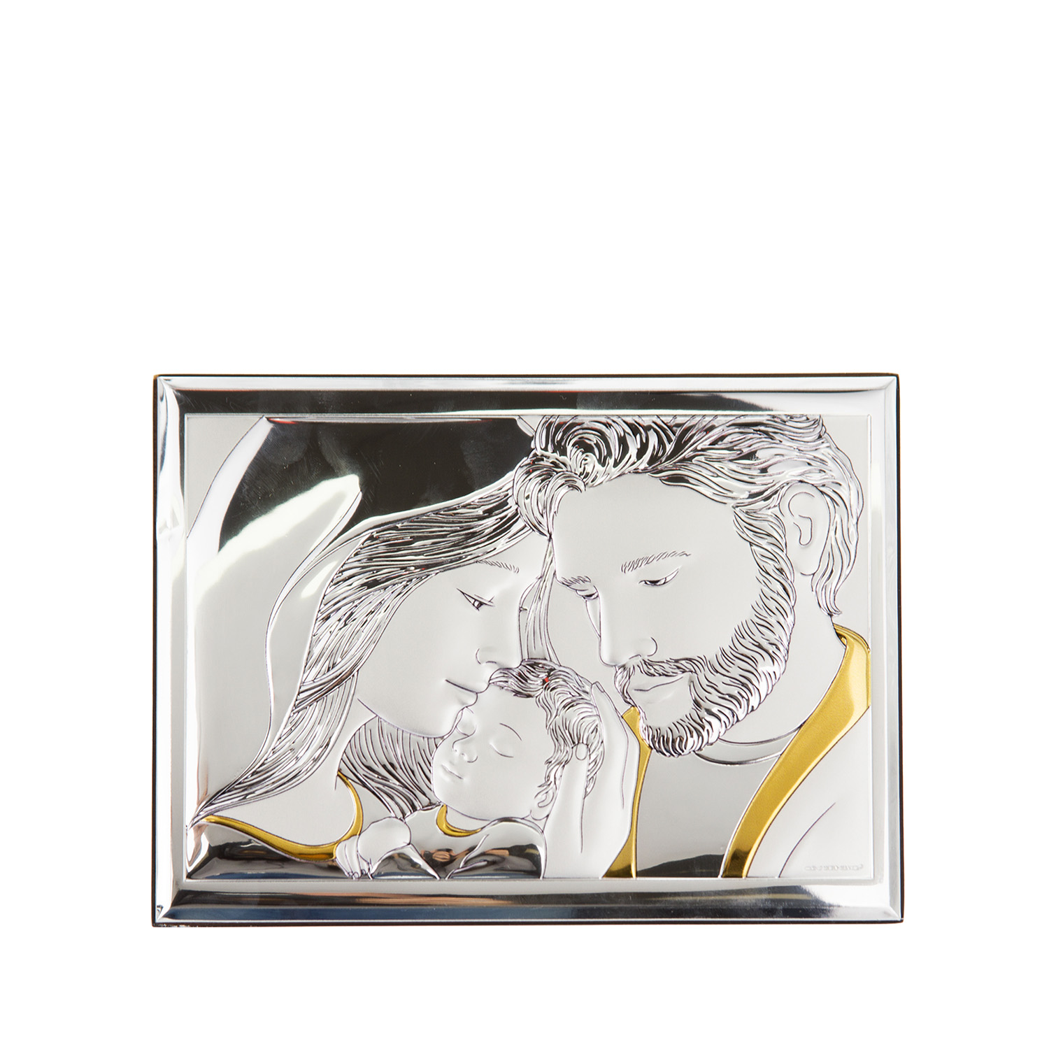 Icona Sacra famiglia oro 21x15 cm con argento Miro Silver