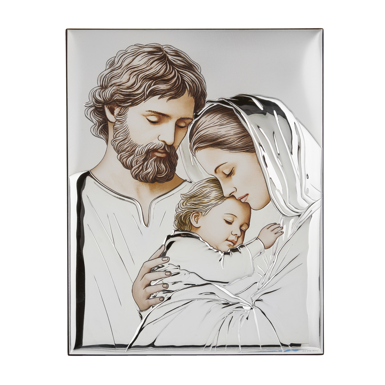 Icona Sacra famiglia ceramica 31x22 cm con argento Miro Silver