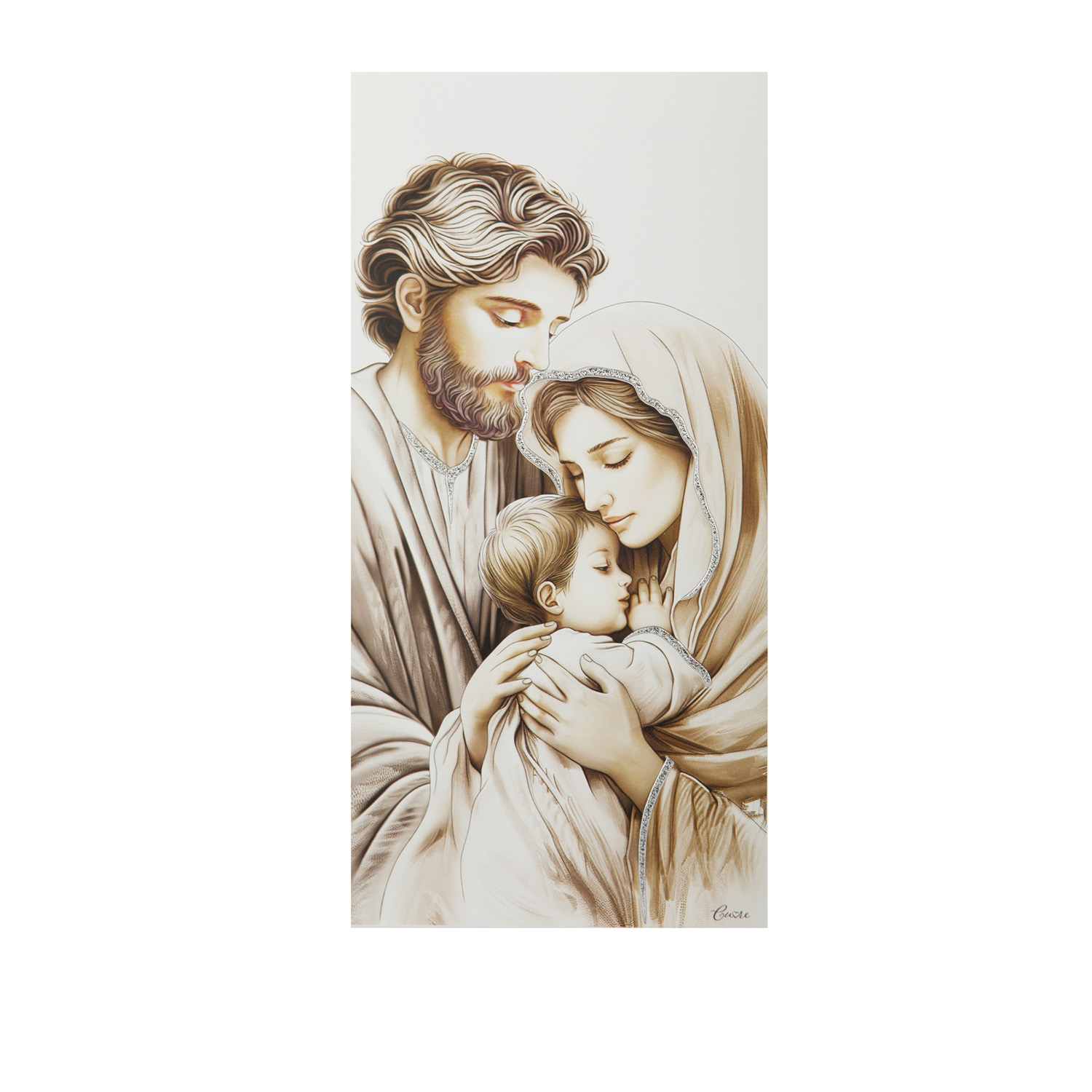 Icona Sacra famiglia 16x32 cm legno e argento Miro Silver
