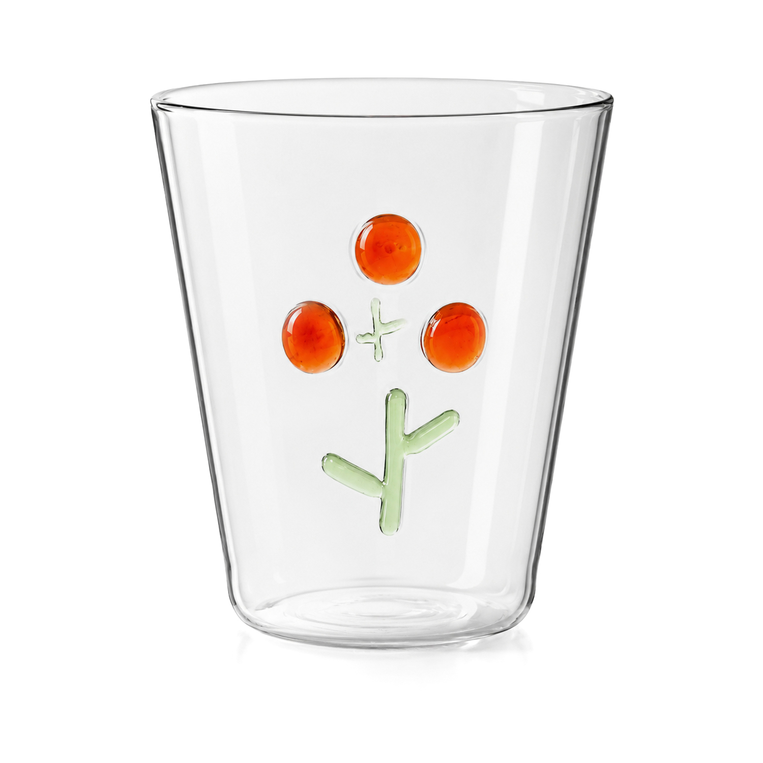 Bicchiere acqua 410 ml vetro borosilicato fiore arancio Flower Glass