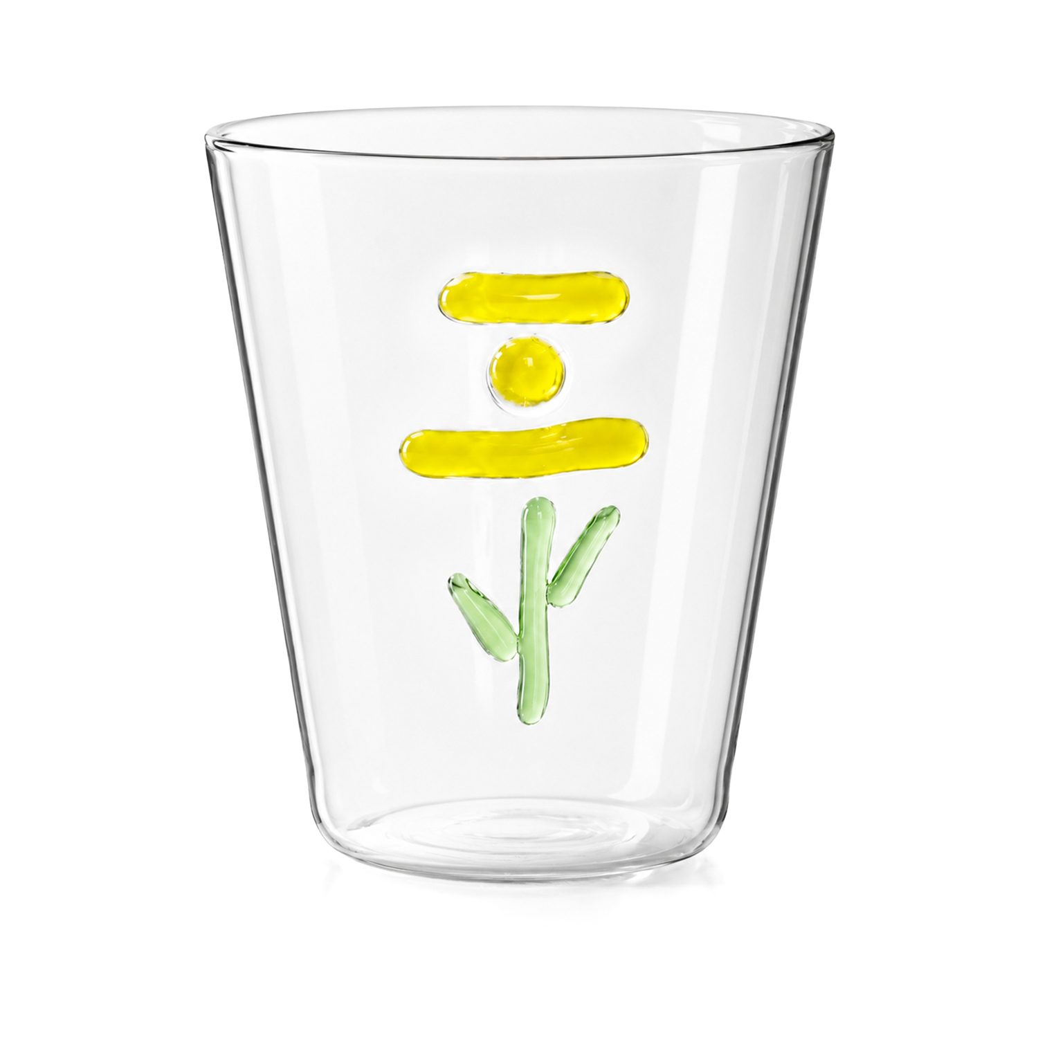 Bicchiere acqua 410 ml vetro borosilicato fiore giallo Flower Glass