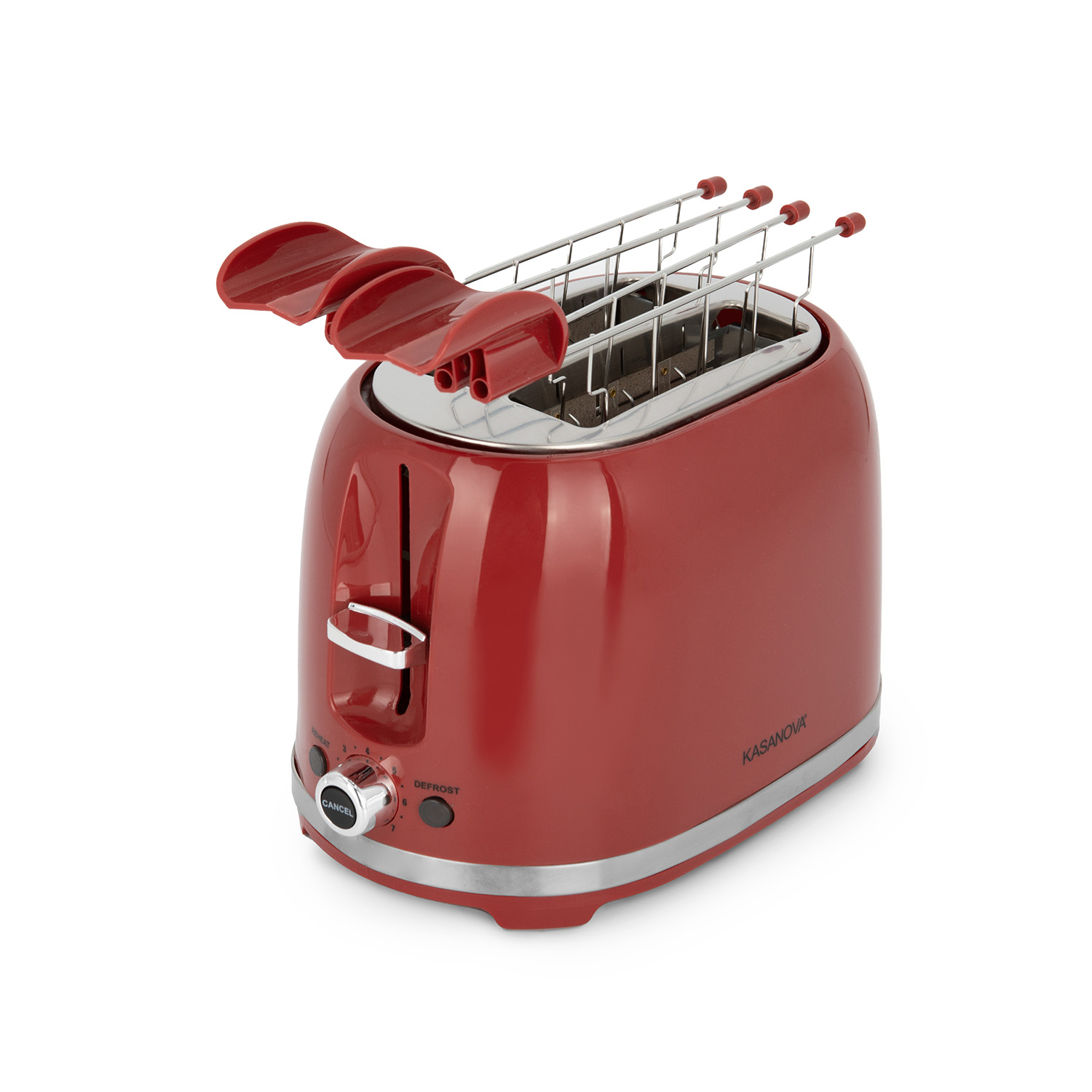 Tostapane 2 Fette 850W - 7 Livelli di Tostatura Rosso