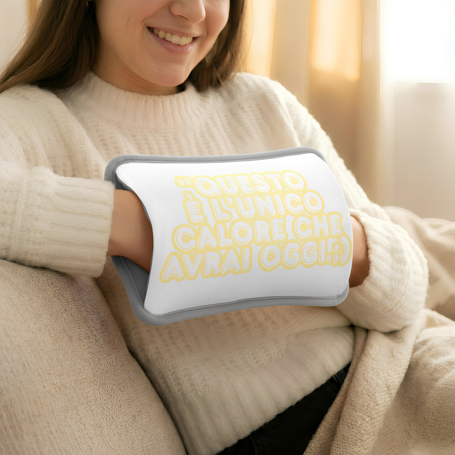 Borsa acqua calda elettrica scritta gialla