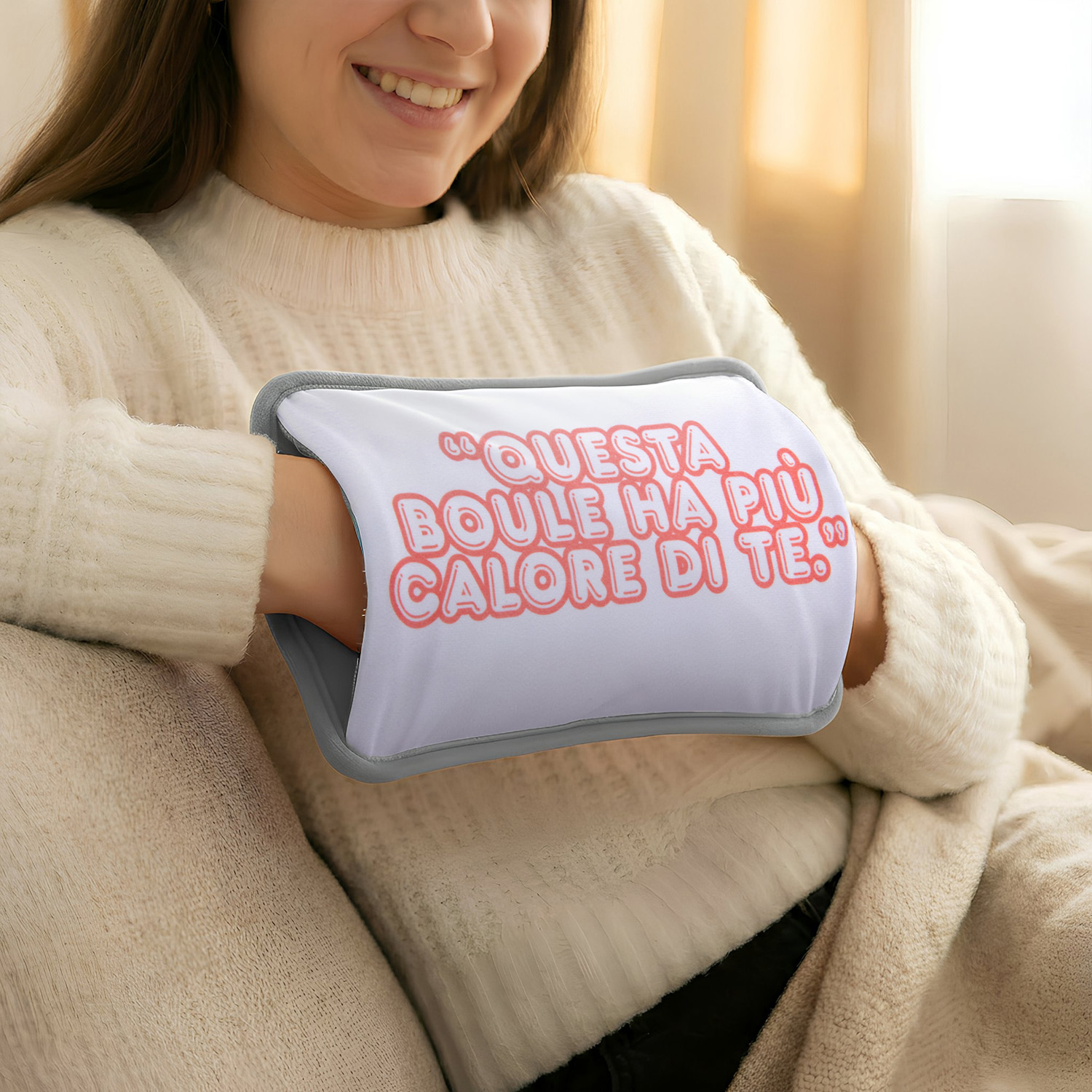Borsa acqua calda elettrica scritta rossa