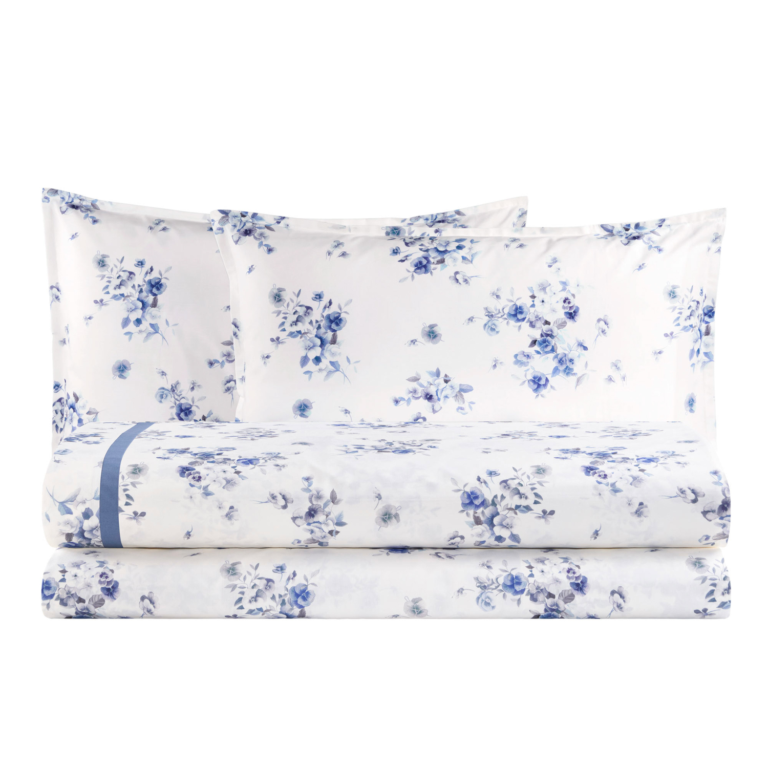 Completo letto matrimoniale Bouquet carpaccio in cotone Biancoperla
