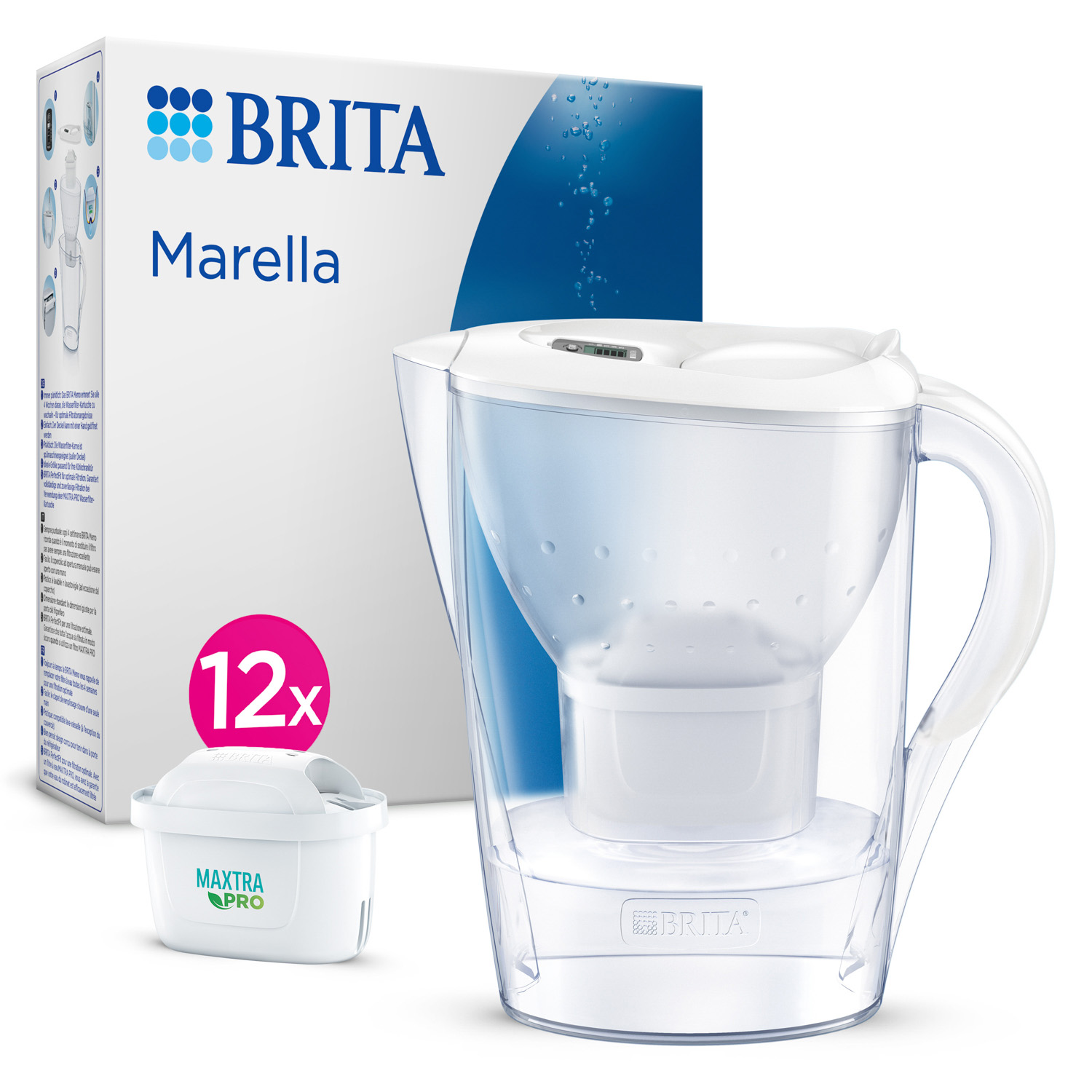 Caraffa Filtrante 2,4L Marella Brita: 12 Filtri Maxtra Pro All-in-1