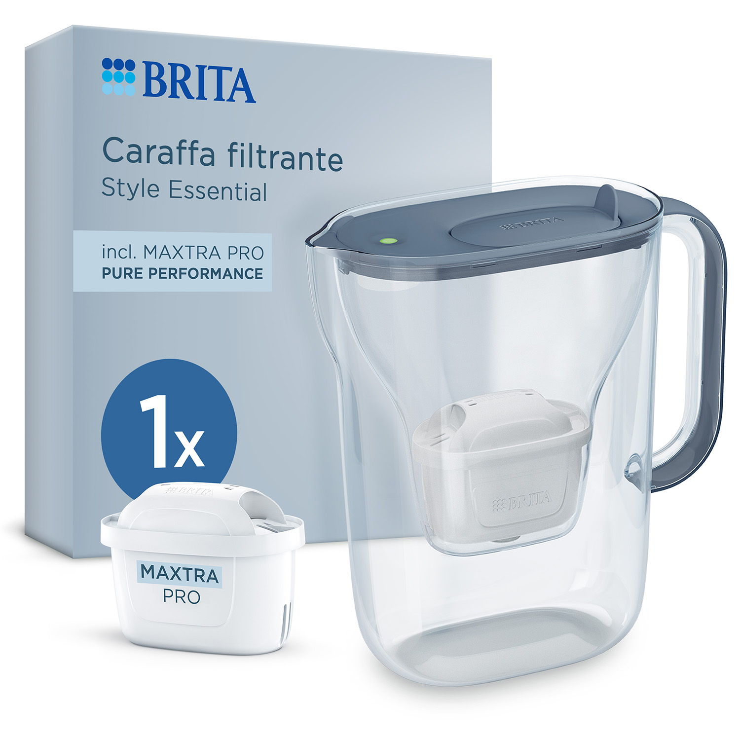 Set caraffa filtrante Brita Style Essential blu con filtro