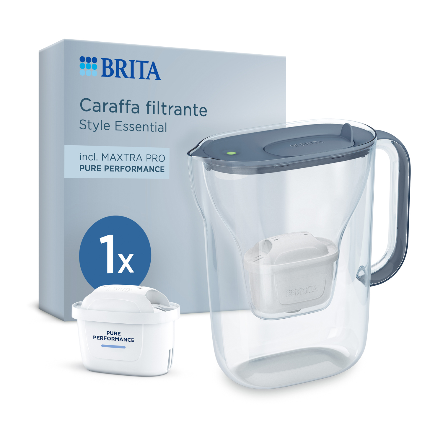 Set caraffa filtrante Brita Style Essential blu con filtro