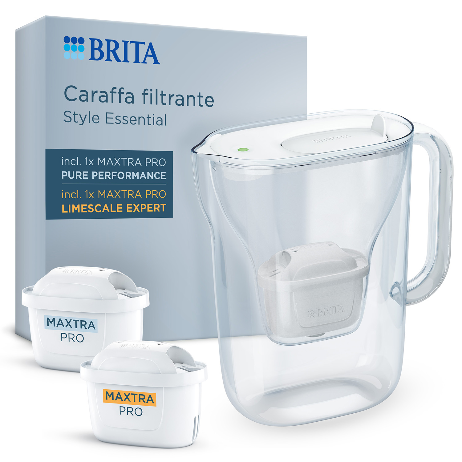 Set caraffa filtrante Brita Style Essential bianca 2 filtri