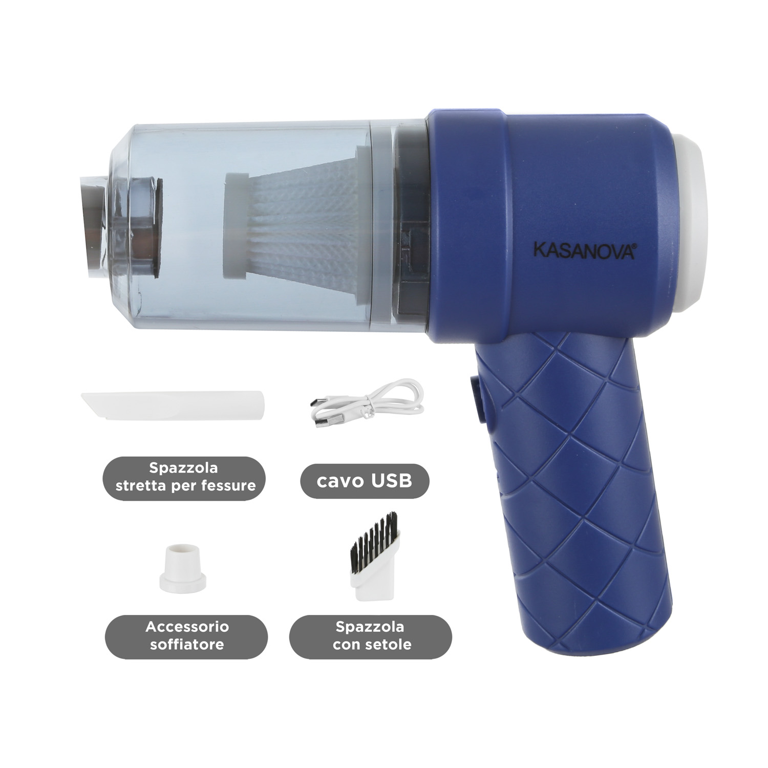 Mini Aspiratore 2 in 1 Wireless Blu - KASANOVA