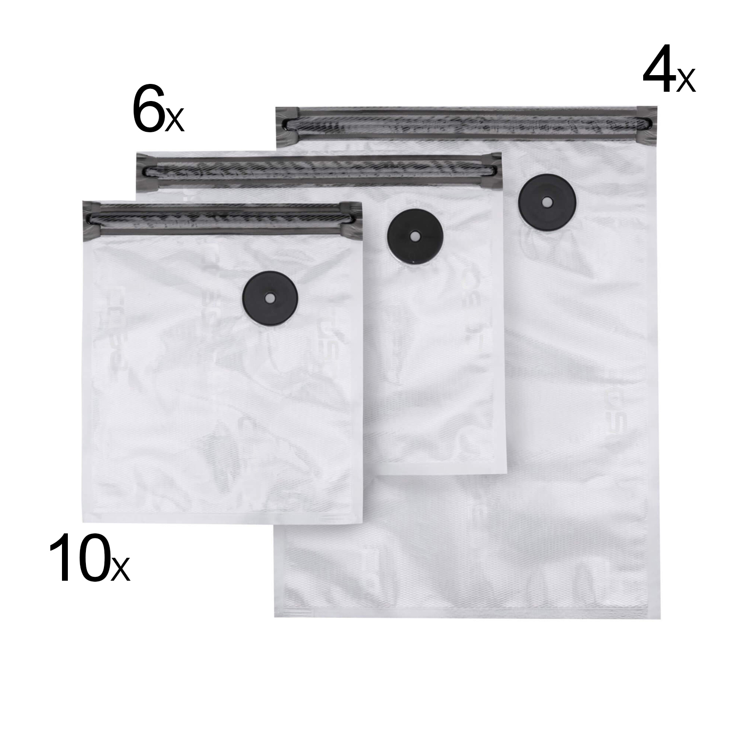 Set 20 sacchetti sottovuoto con cerniera in 3 formati