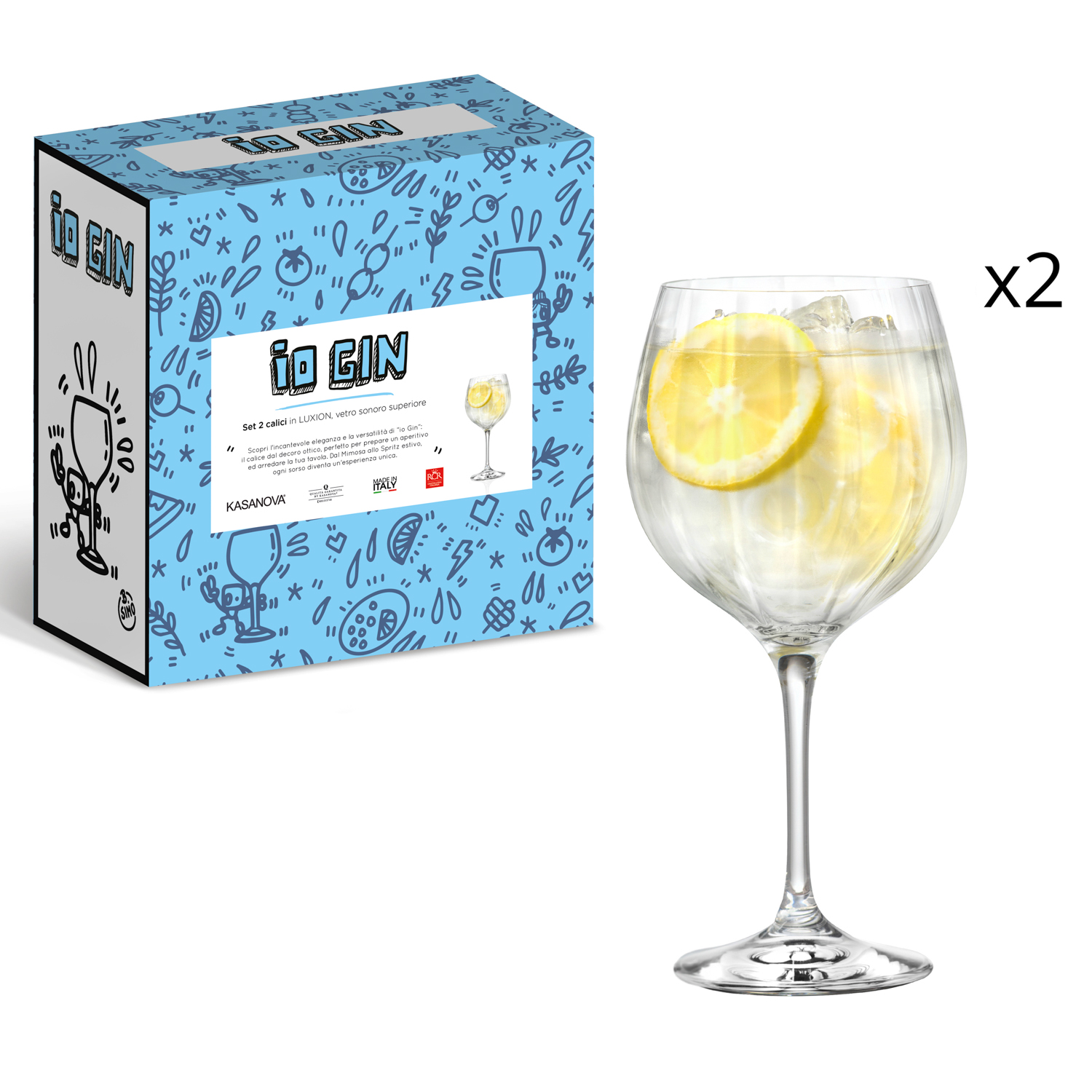 Set 2 calici Gin RCR Cristalleria Italiana