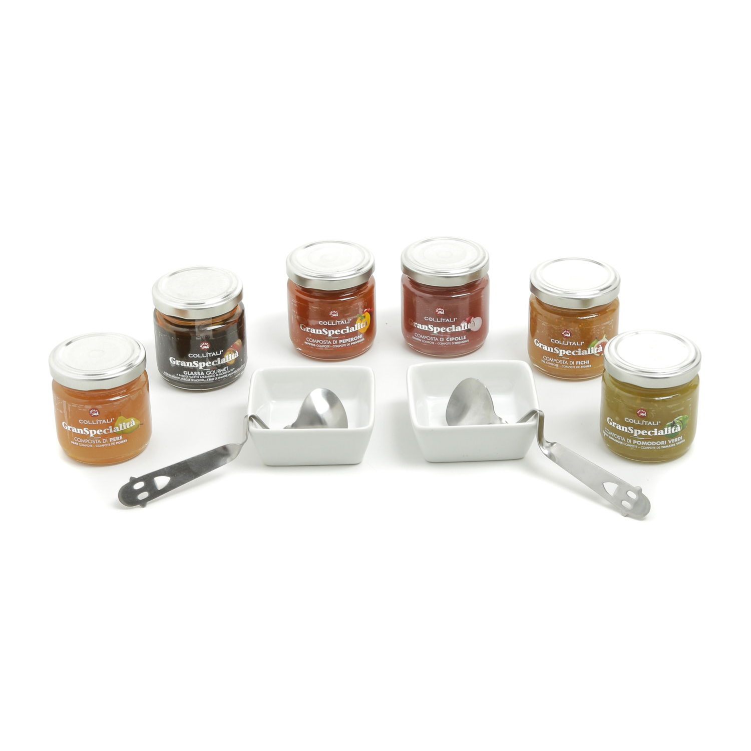 Kit per formaggi 6 composte, 2 ciotoline e 2 cucchiaini