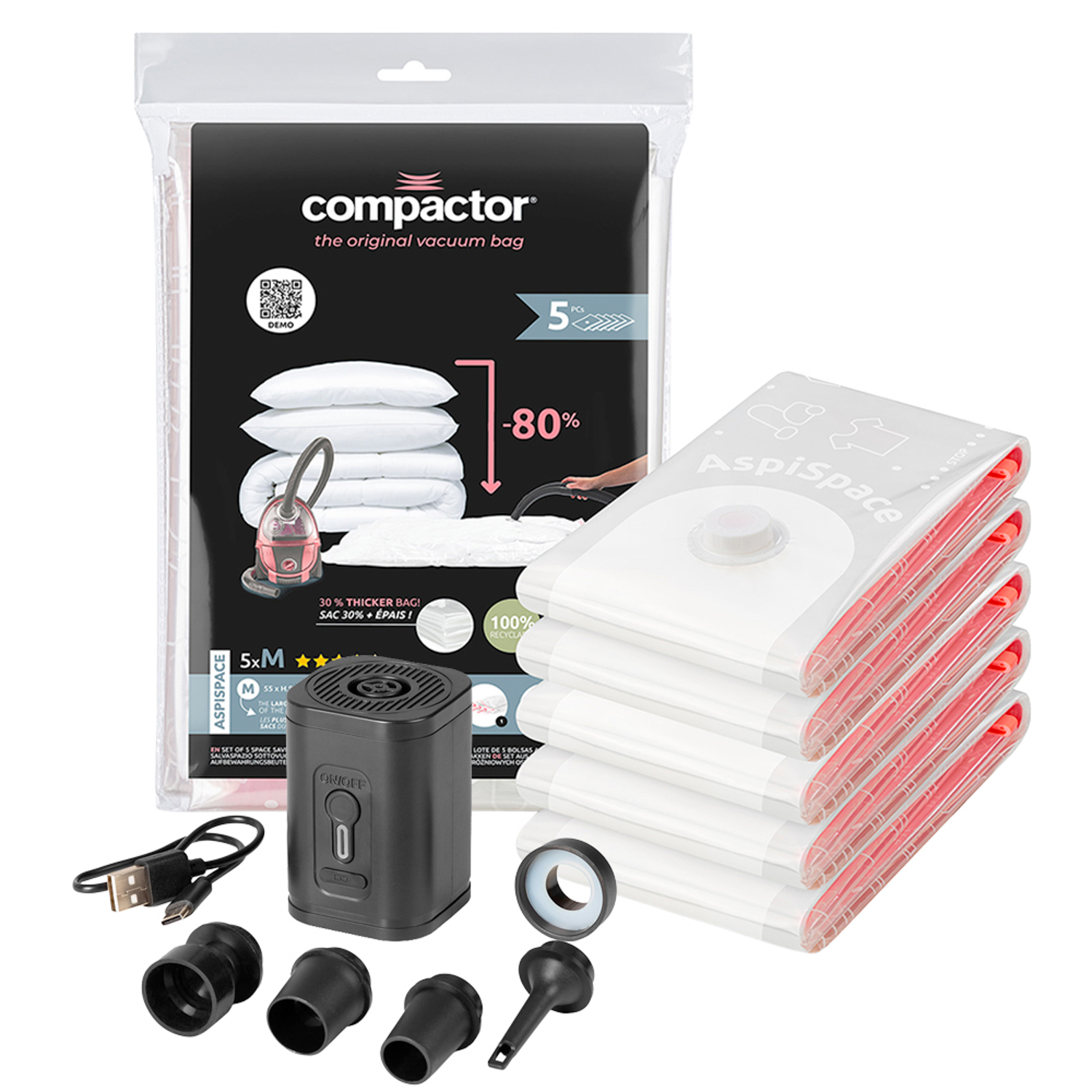 Set pompa elettrica e 5 sacchi medium Compactor