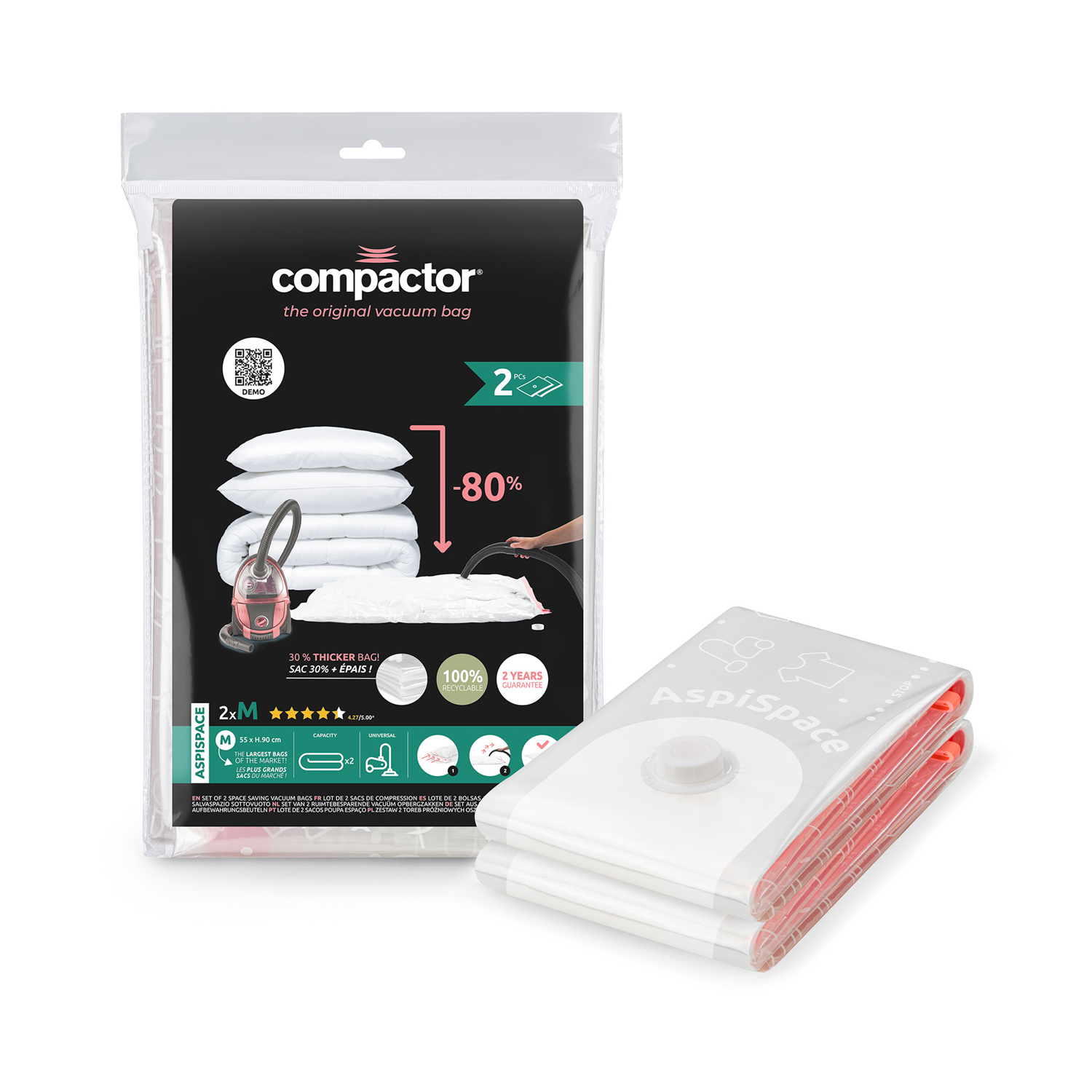 Set 2 sacchi salvaspazio 55x90 cm Compactor
