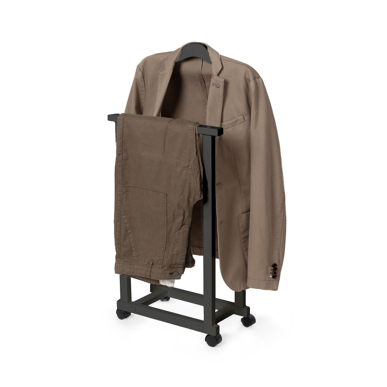 Indossatore doppio con ruote in bambù bianco nero Compactor