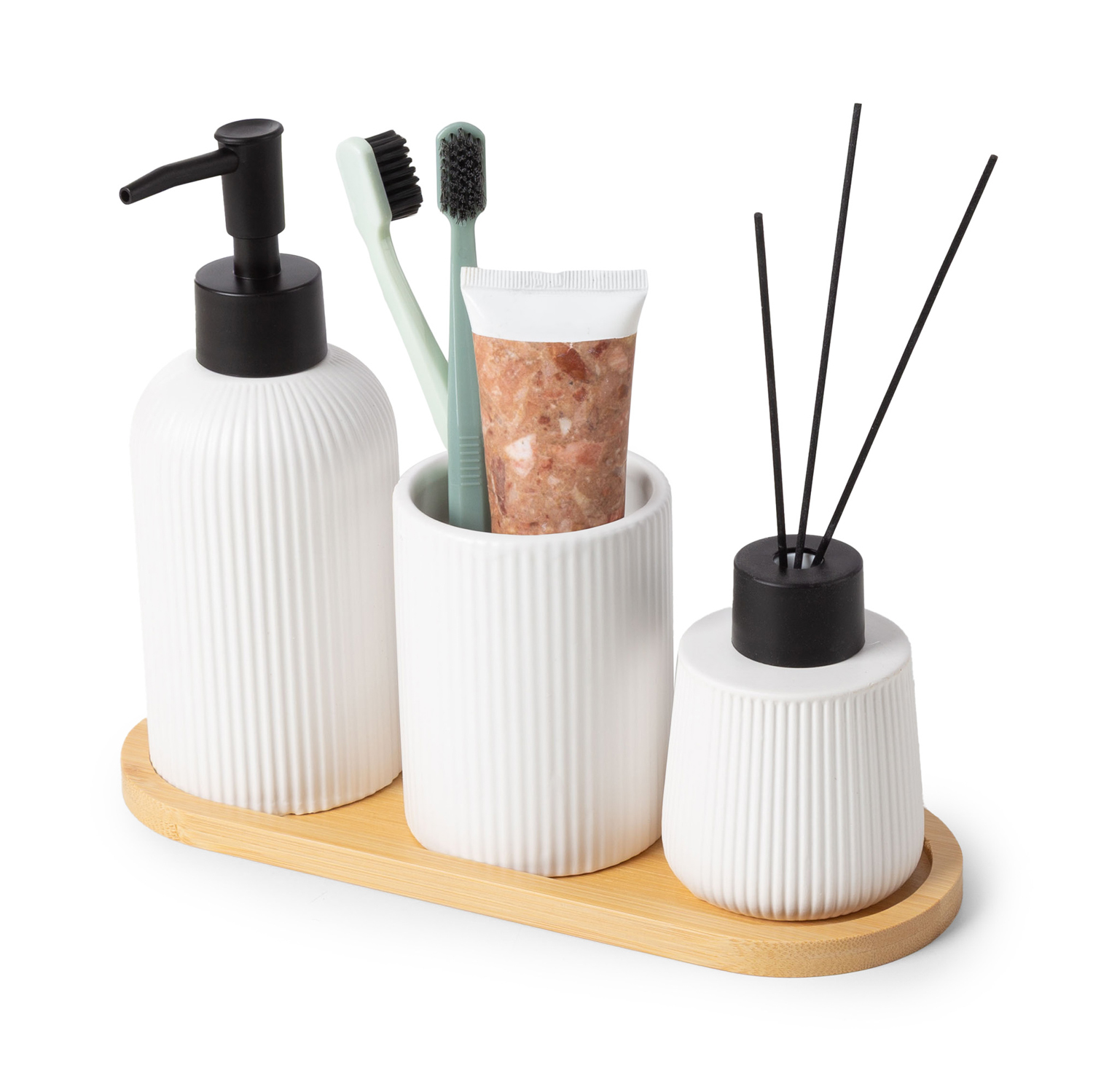 Set 4 accessori da bagno Riga bianchi Compactor