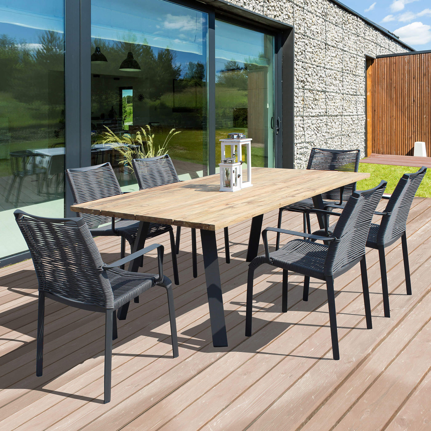 Tavolo da giardino 200x74x100 cm antracite