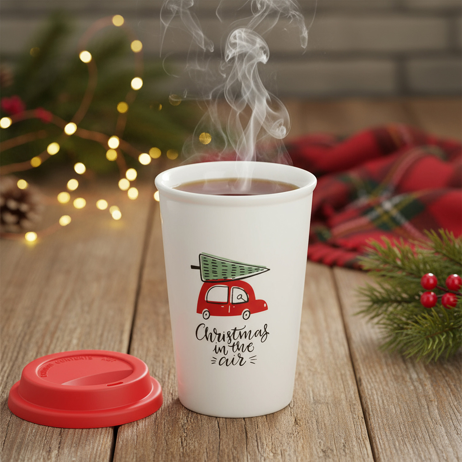 Tazza Natalizia 300 ml Christmas in the Air – Coperchio Inclusa