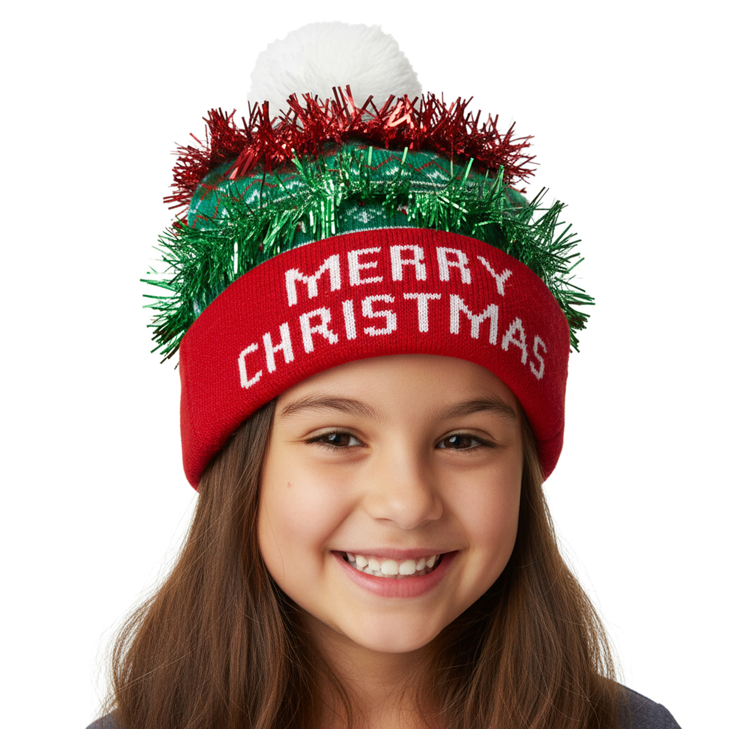 Cappello natalizio Merry Christmas pompon