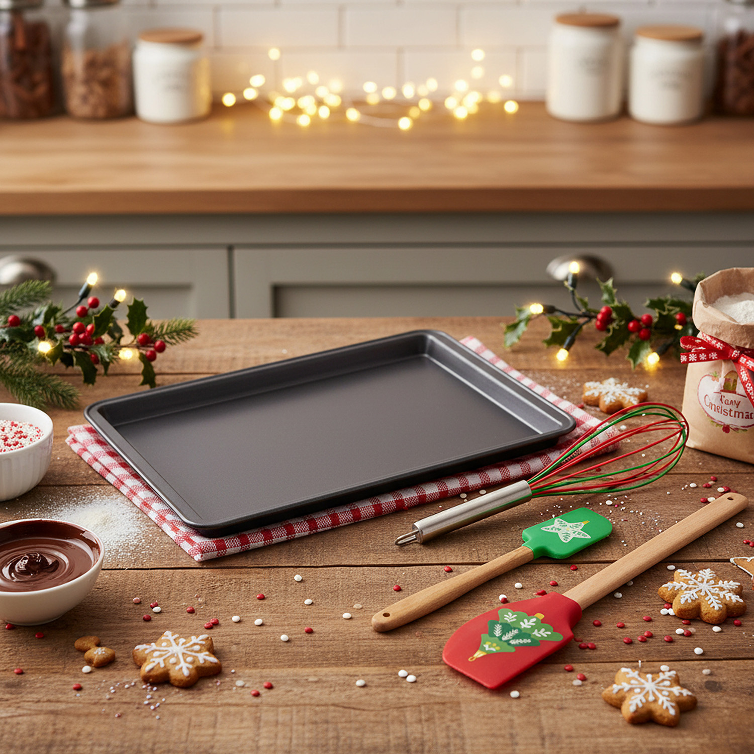 Set Tega per Biscotti, Frusta e 2 Spatole Festive