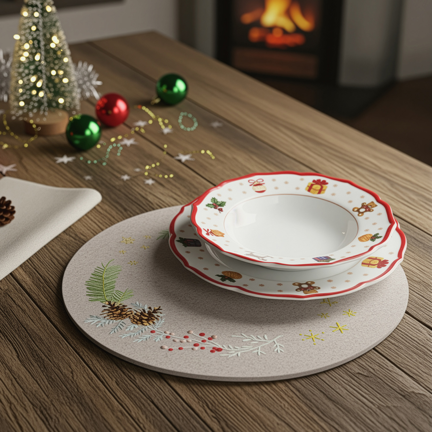 Tovaglietta Natalizia Segnaposto Tortora 35 cm Pannolenci