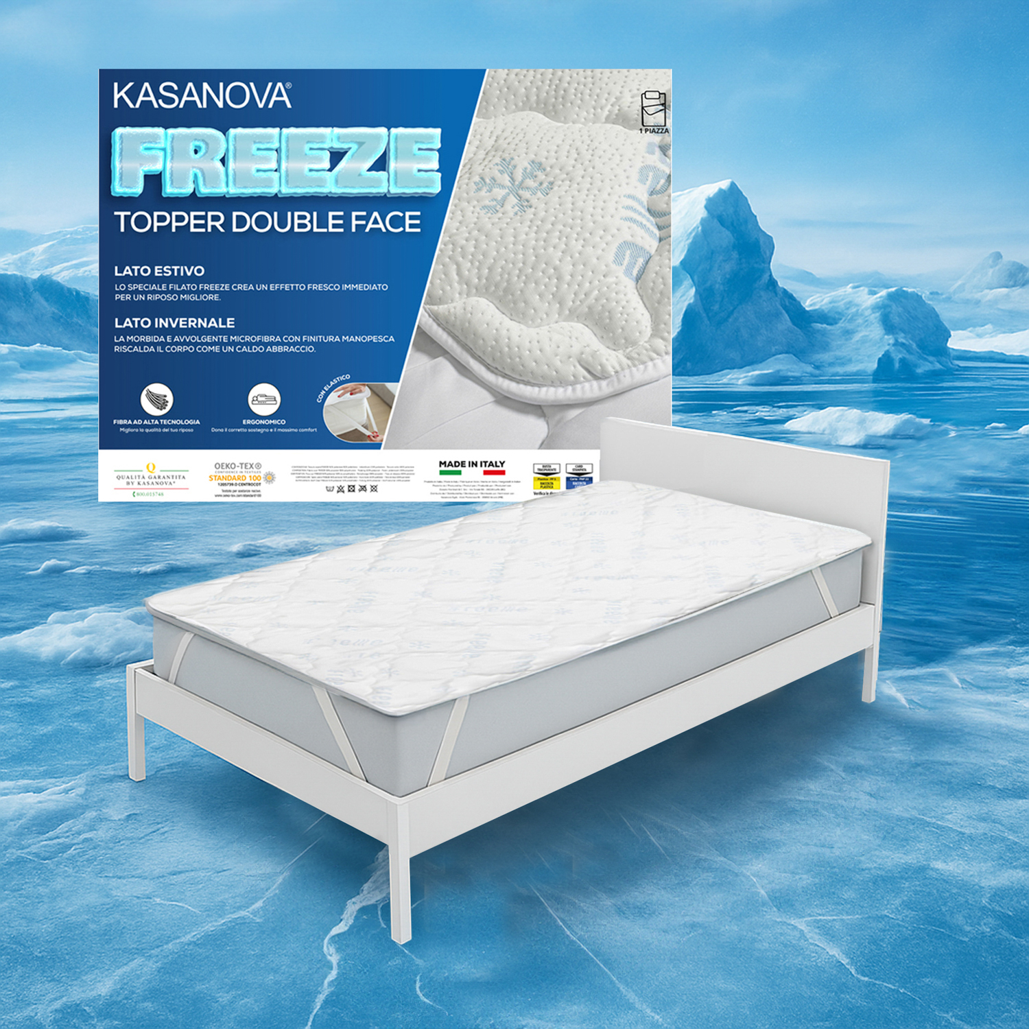 Topper singolo double face lato estivo e invernale Freeze