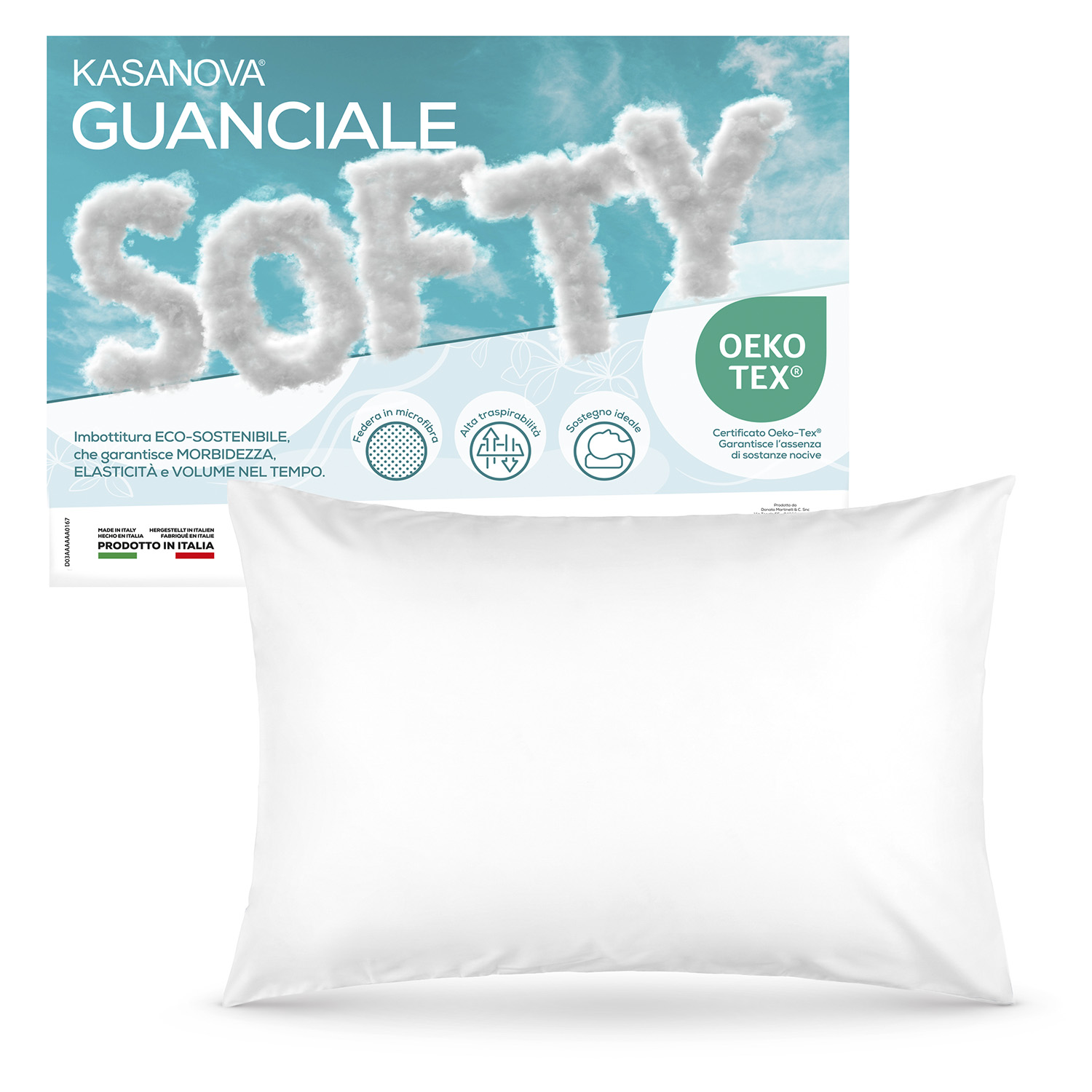 Cuscino guanciale traspirante bianco Softy