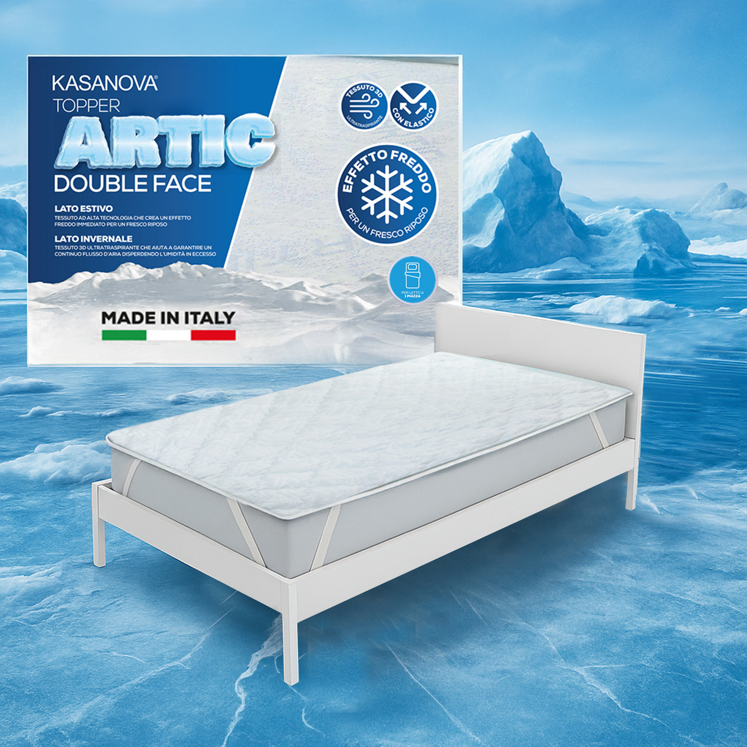 Topper singolo fibra Artic effetto rinfrescante