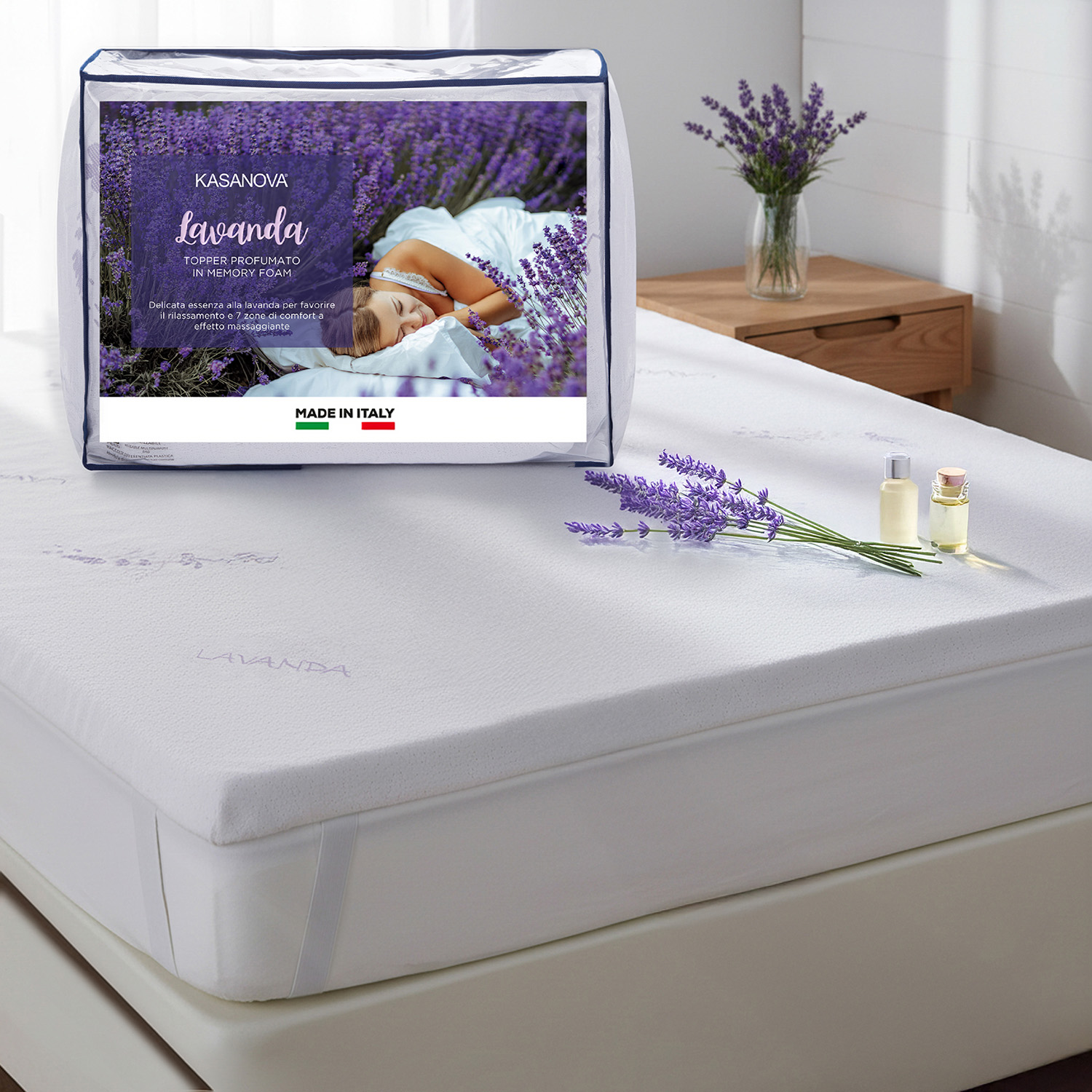 Topper matrimoniale Lavanda memory 7 zone comfort
