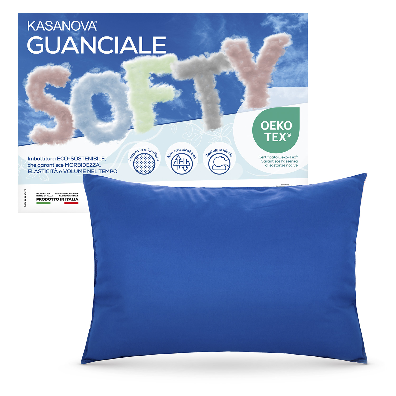 Cuscino guanciale fiocco memory Softy blu