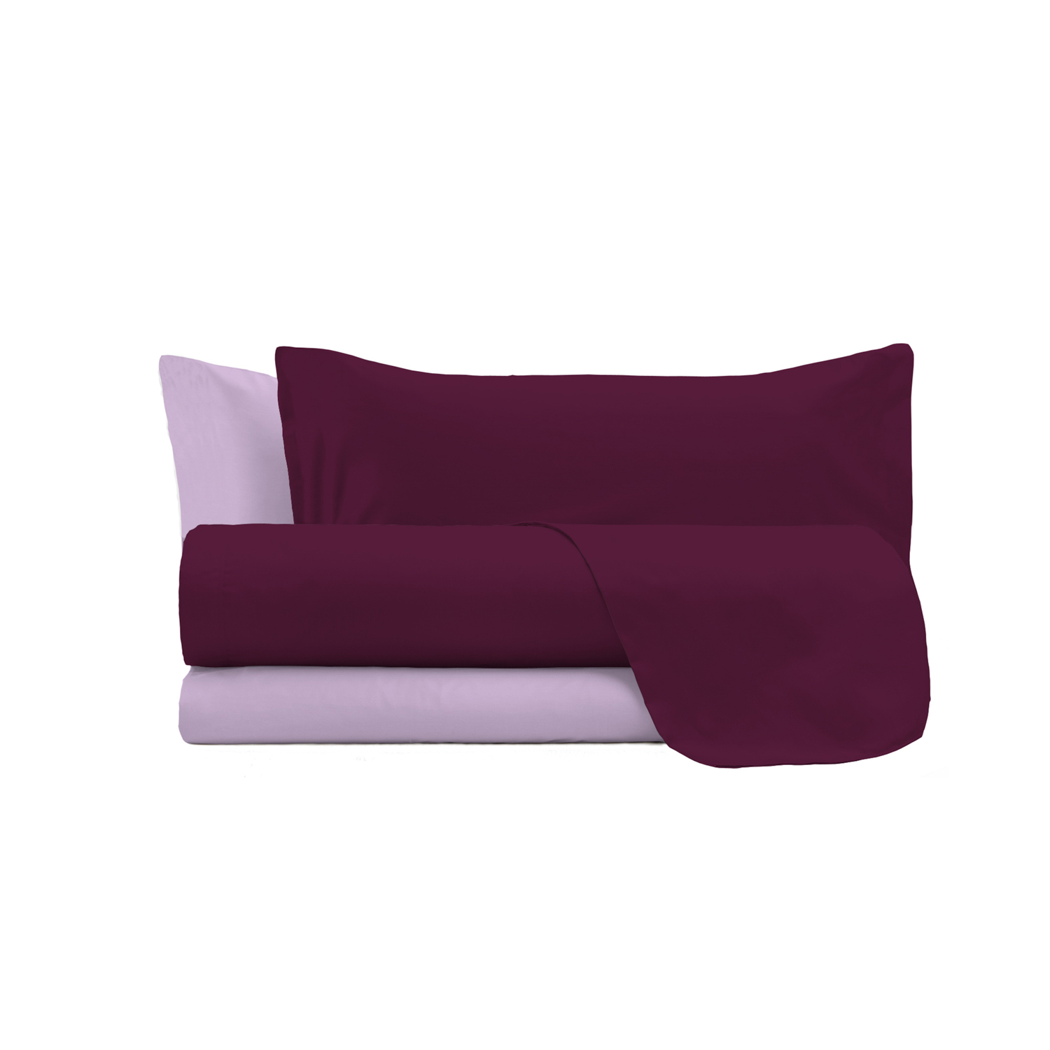 Completto letto matrimoniale double face prugna/lilla Datex