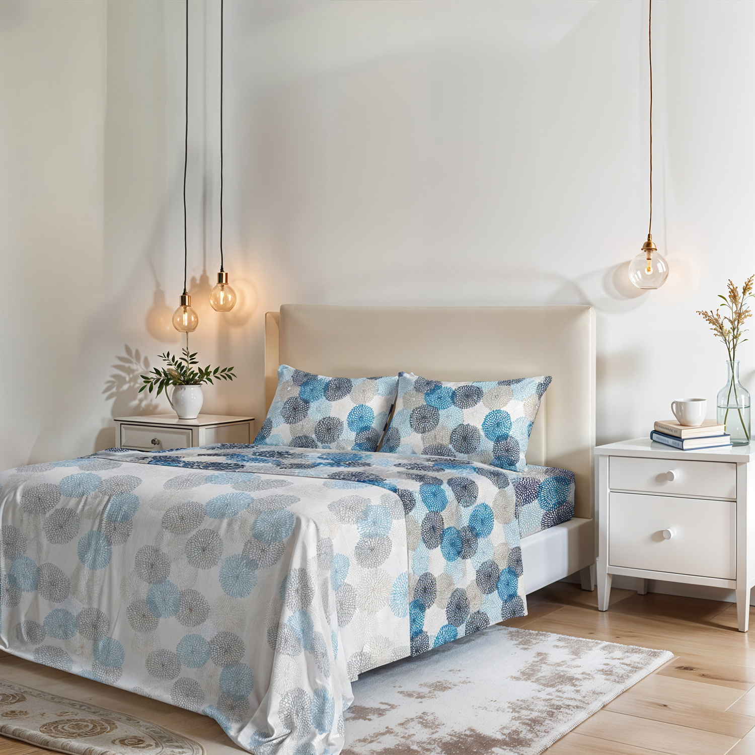 Completo letto matrimoniale Soffioni blu Datex