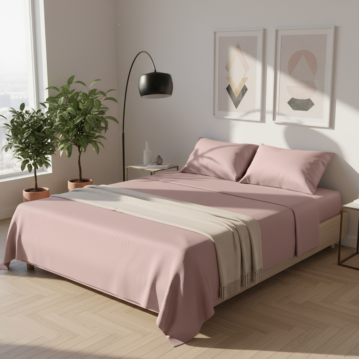 Completo letto matrimoniale rosa Datex