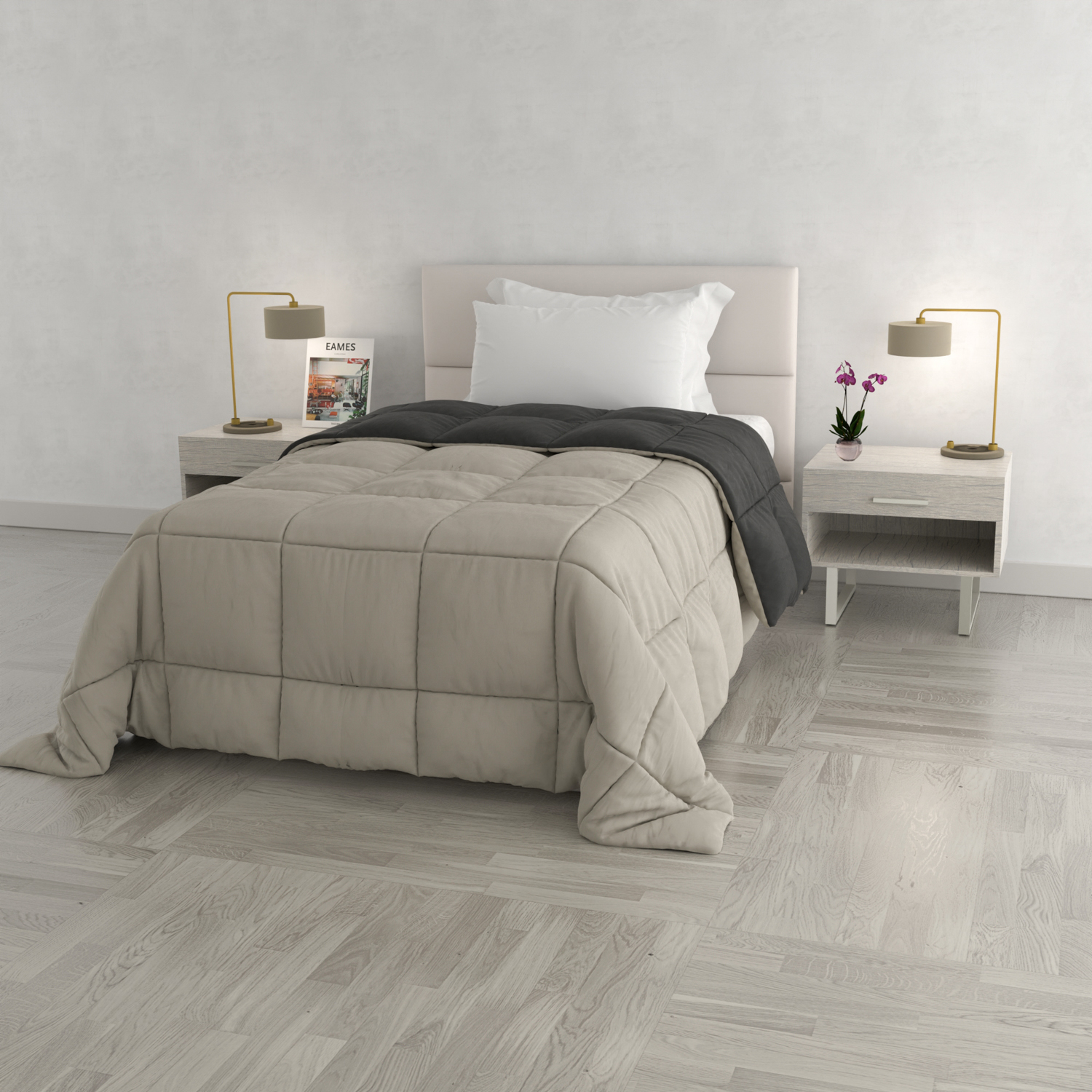 Trapunta singola double face fumo grigio chiaro Datex