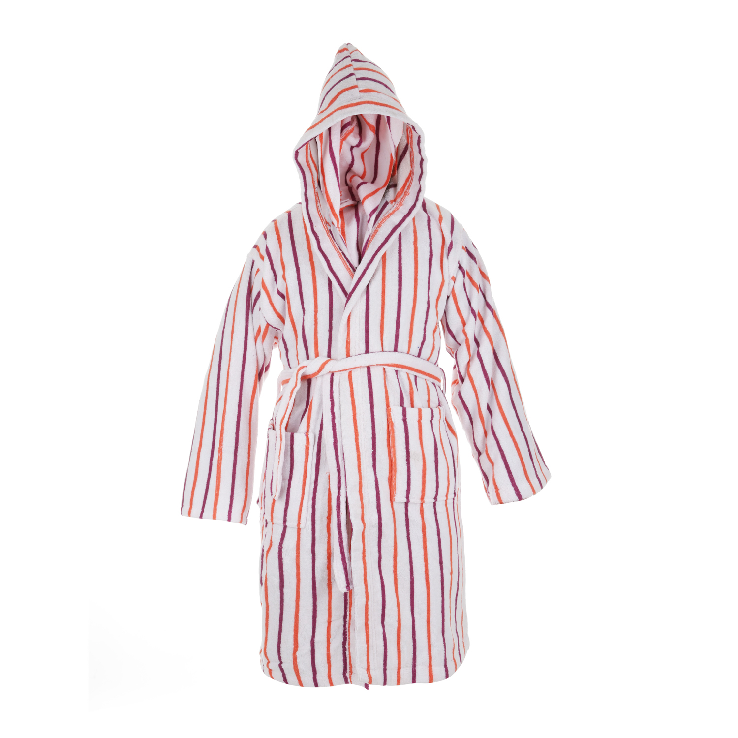 Accappatoio cotone righe fucsia arancio