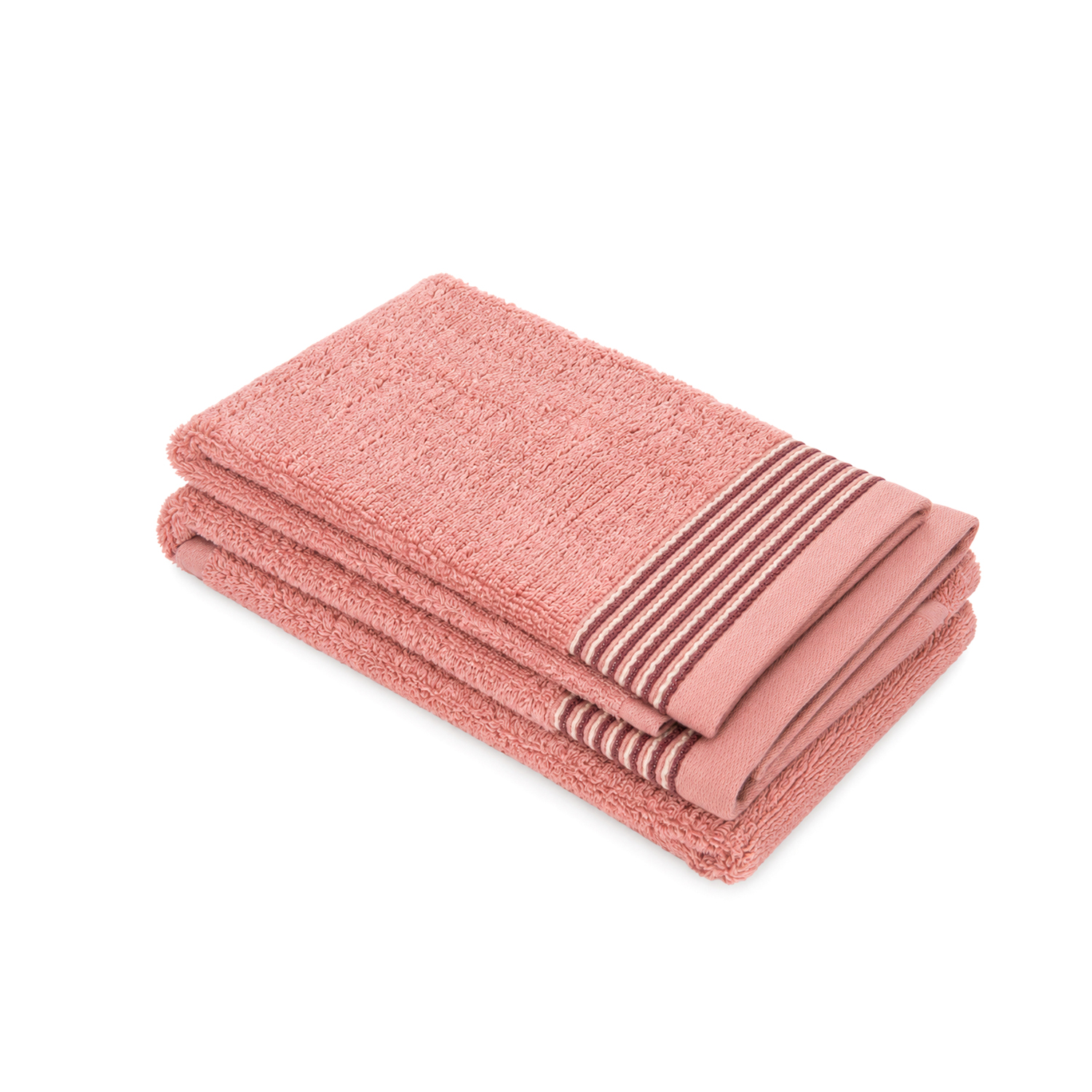 Set asciugamano viso e ospite cotone righe rosa