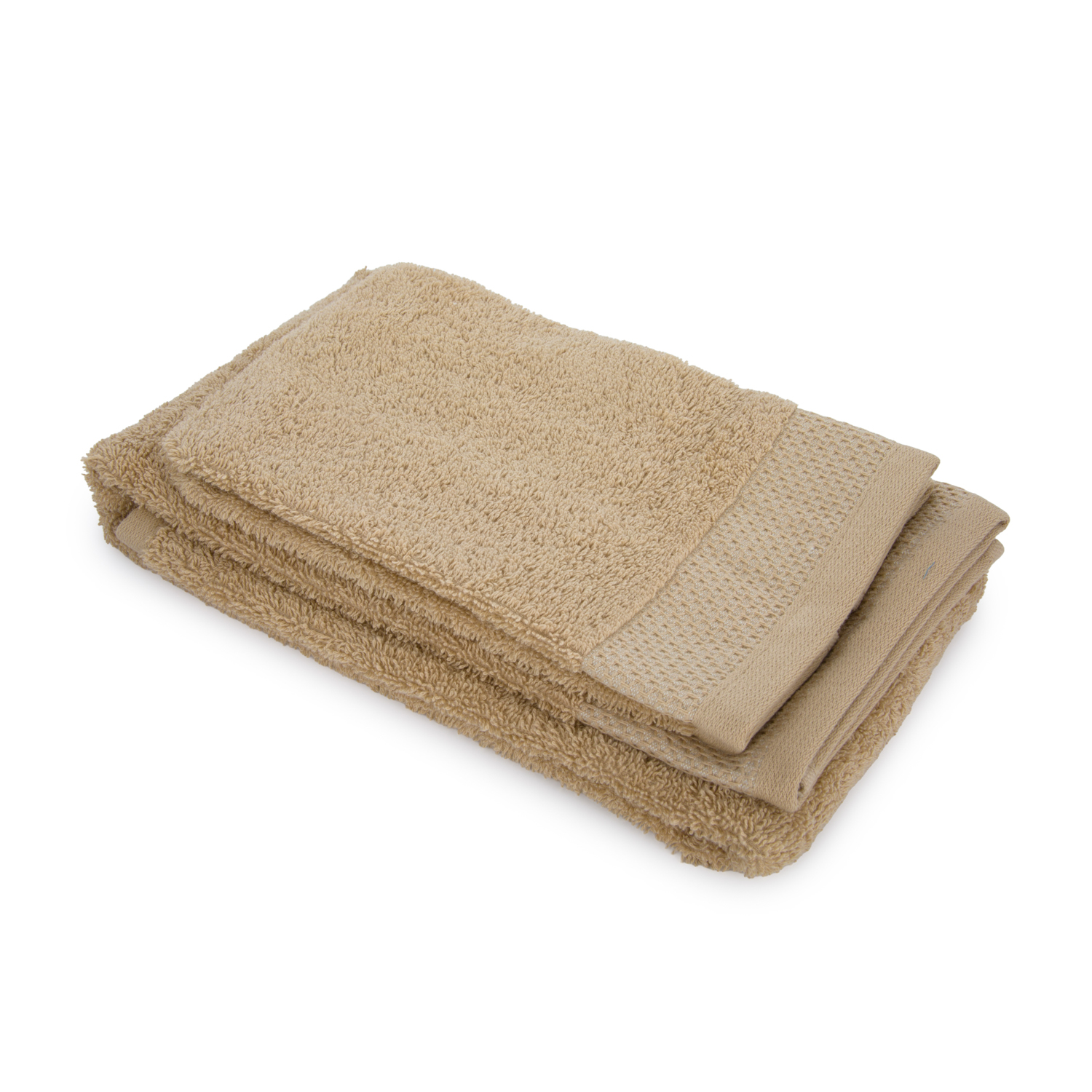 Set asciugamano viso e ospite cotone bordatura beige