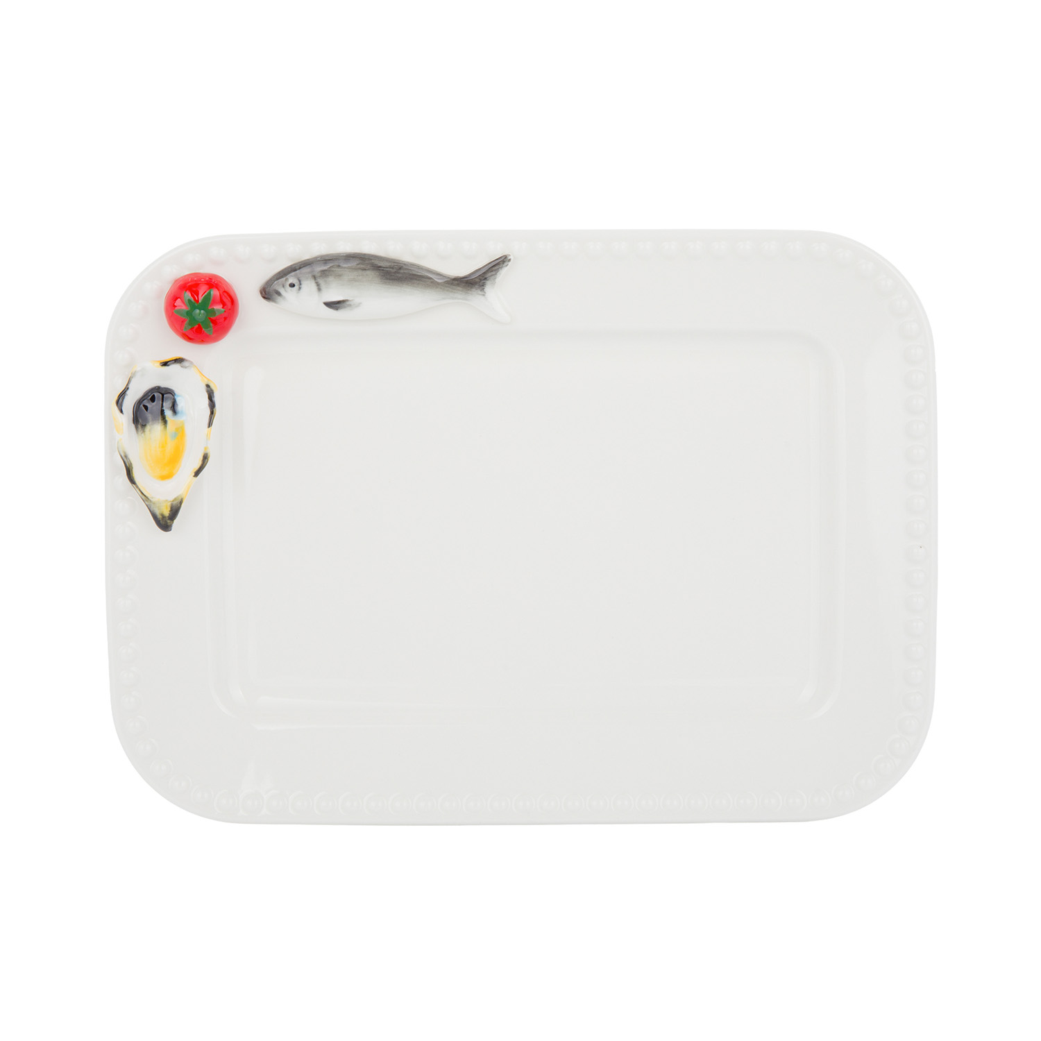 Piatto da portata 28x20 cm ceramica ostrica Sea