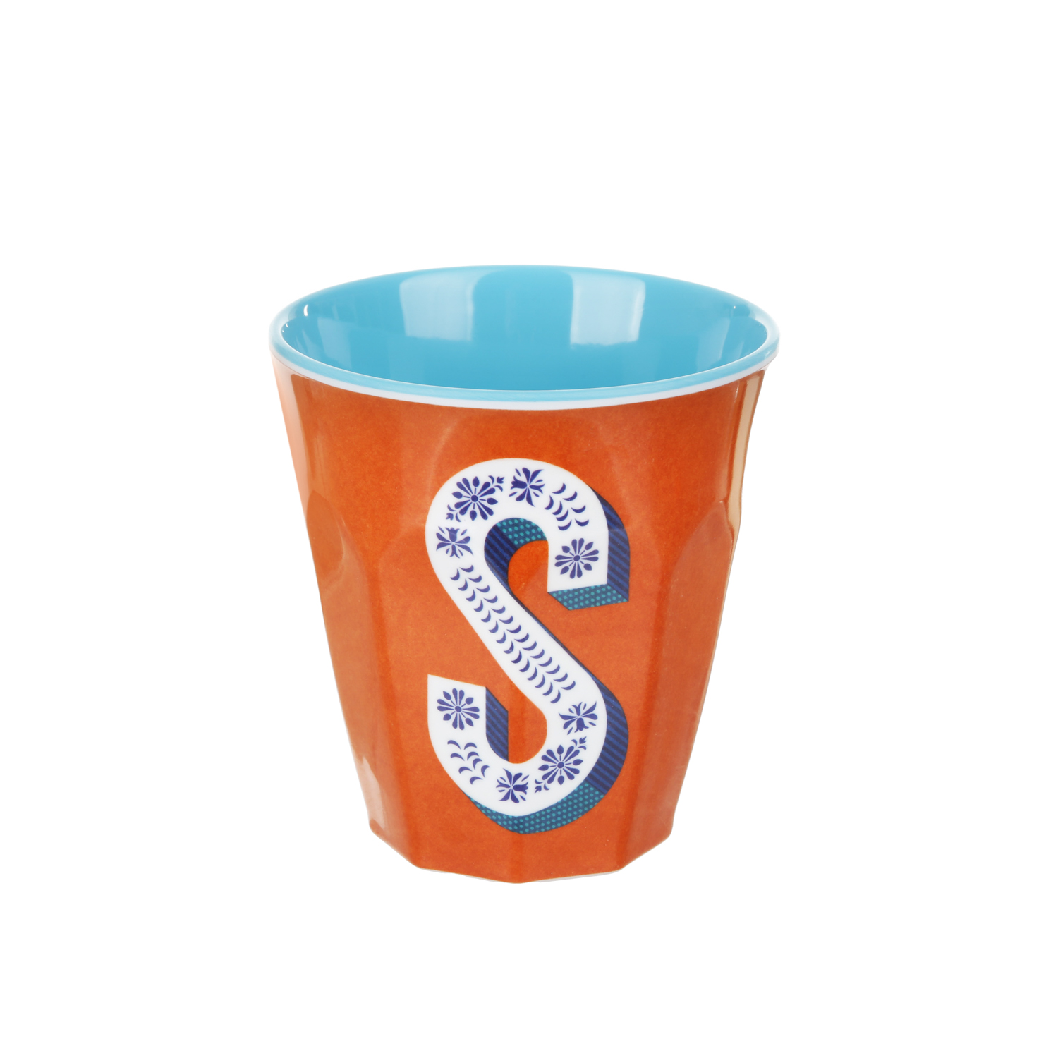 Bicchiere melammina arancione lettera S 280 ml Maiolika