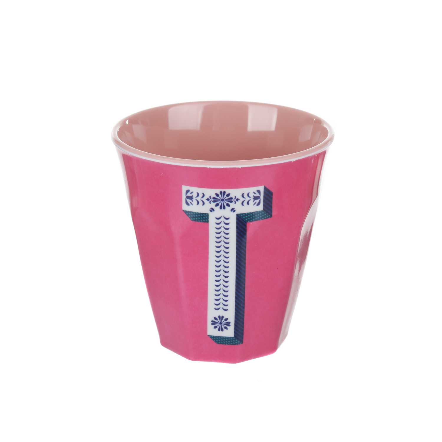 Bicchiere melammina fucsia lettera T 280 ml Maiolika