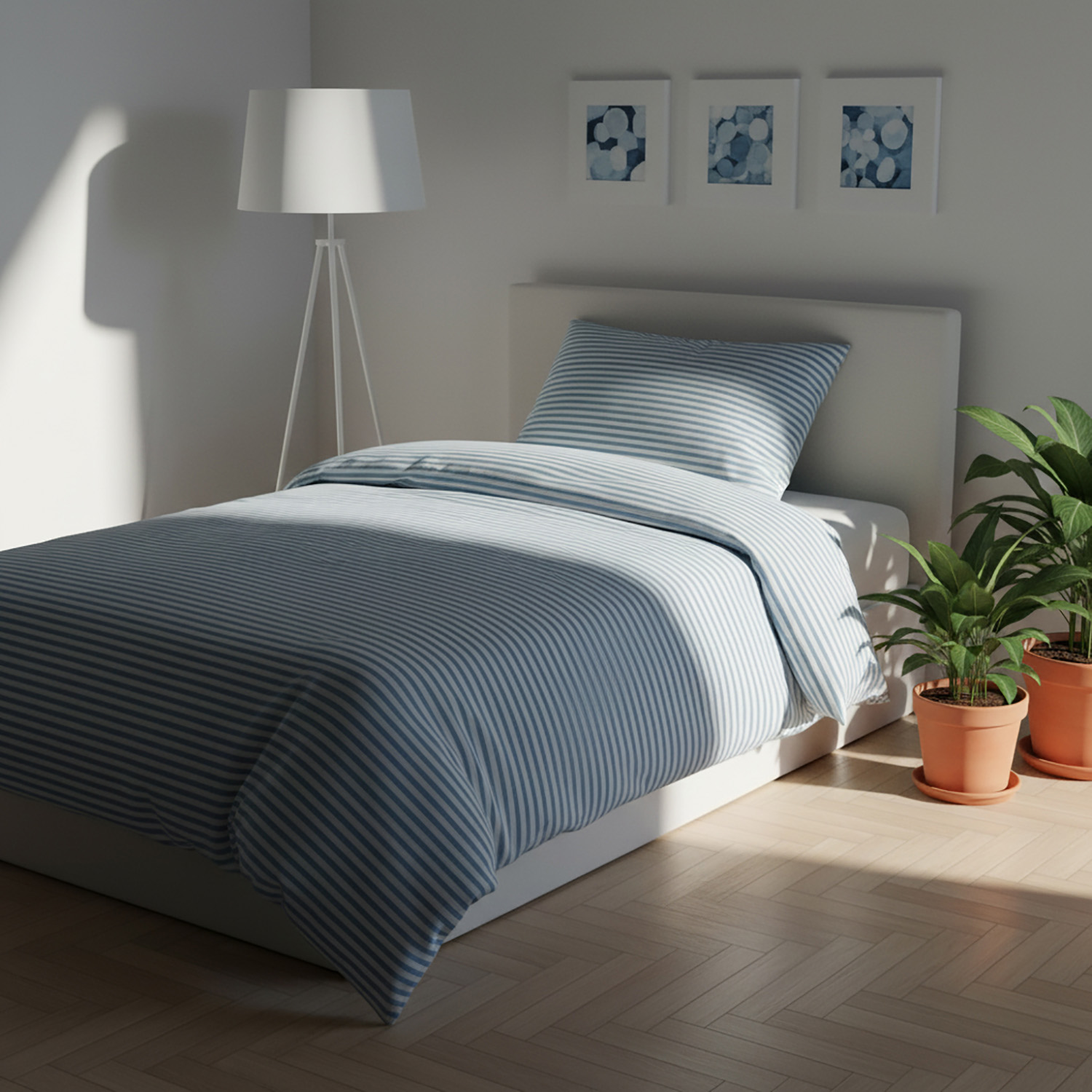 Parure copripiumino singolo righe blu Young