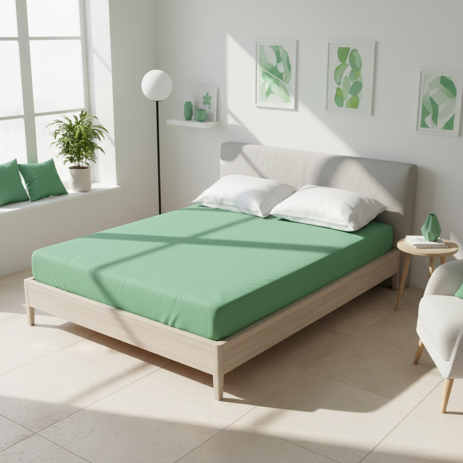 Lenzuolo con angoli matrimoniale verde Young