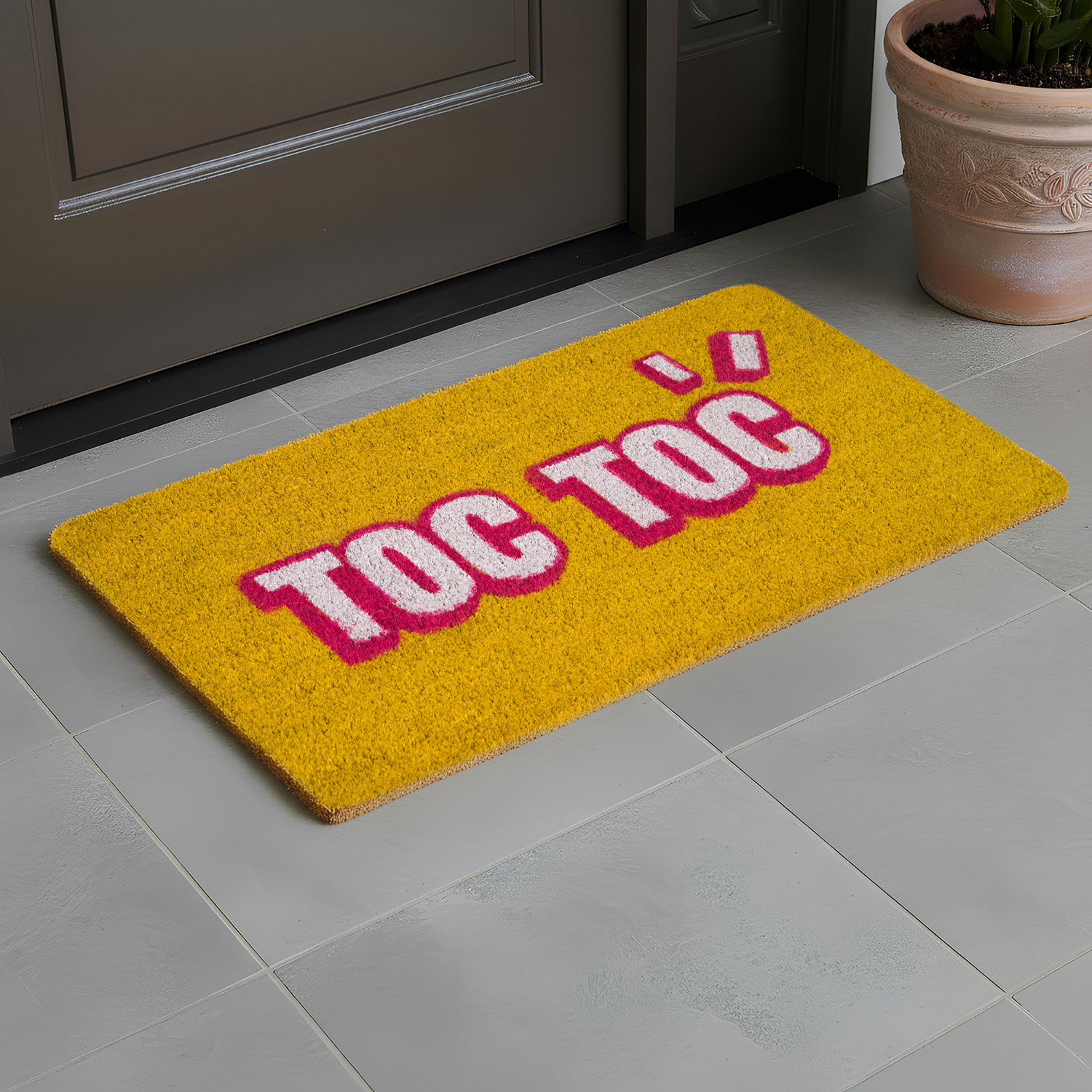 Zerbino 40x70 cm Toc toc giallo Zerbinomania